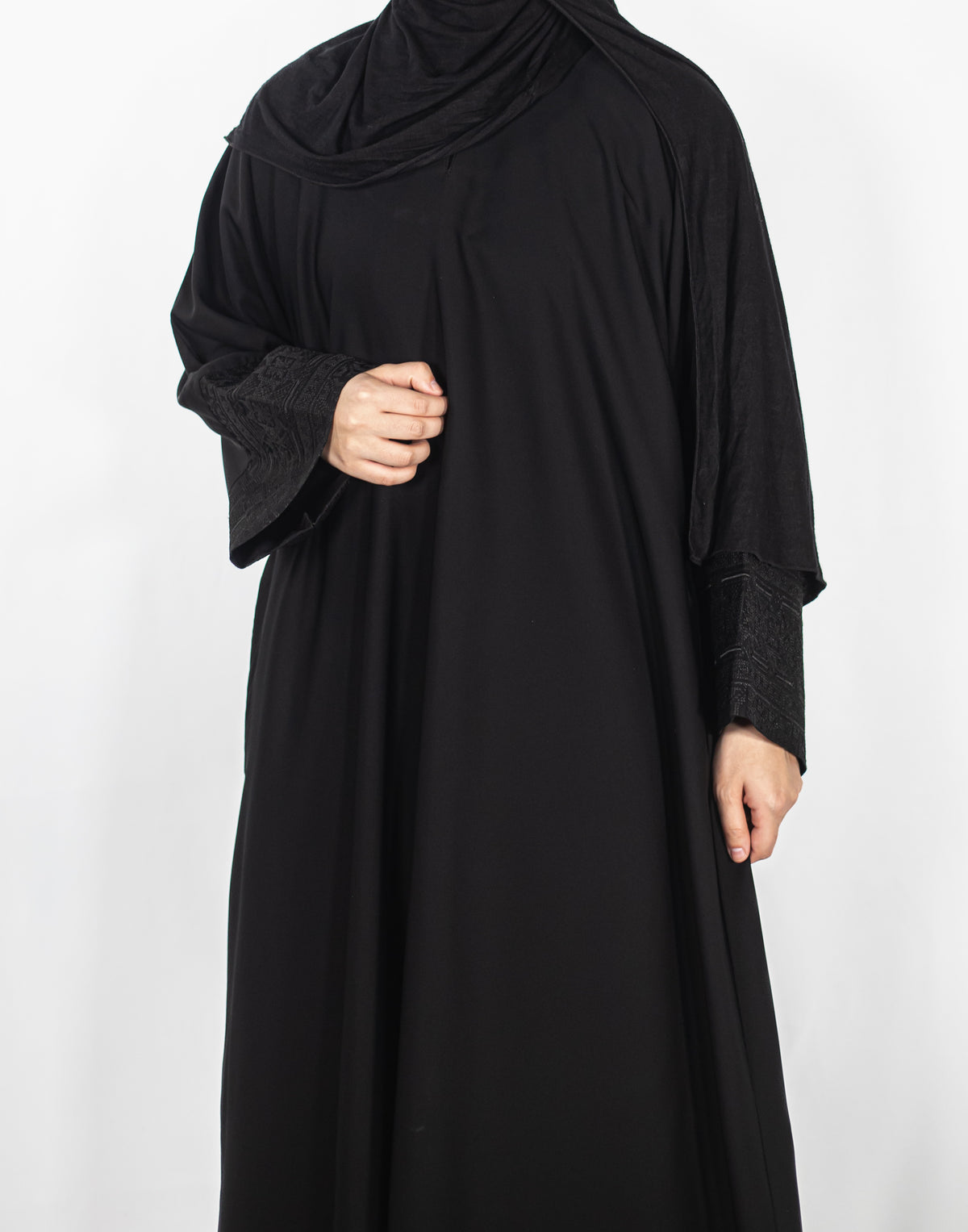 Black Jacquard Geometric Abaya