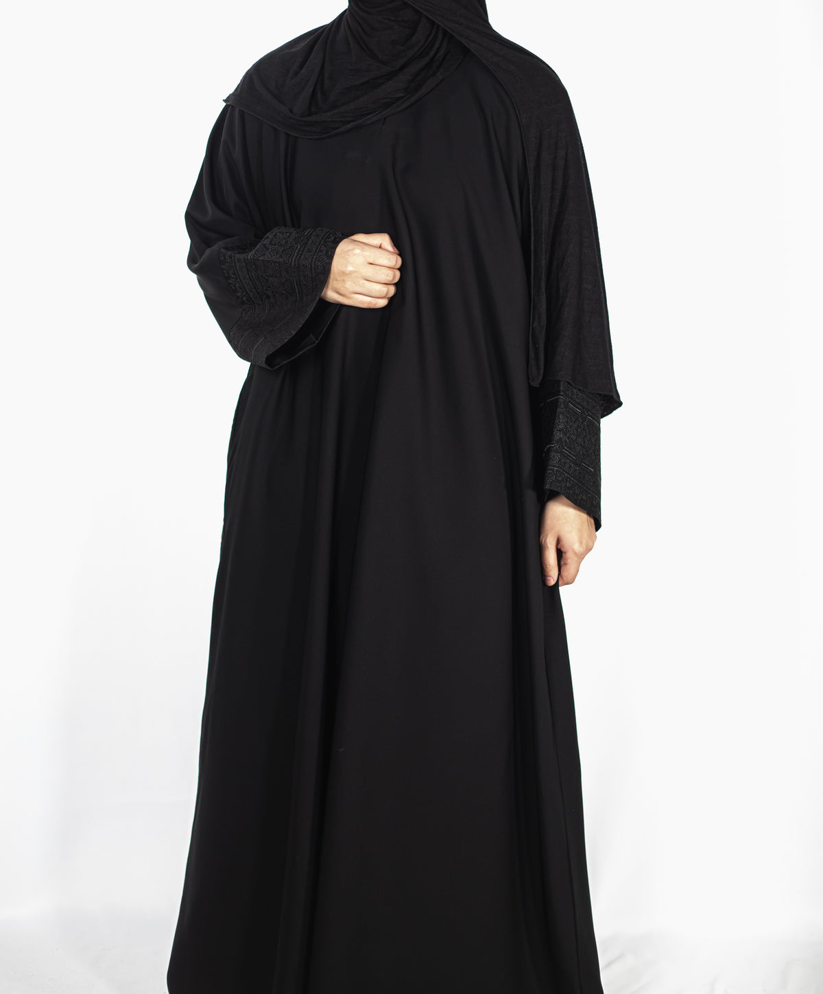 Black Jacquard Geometric Abaya