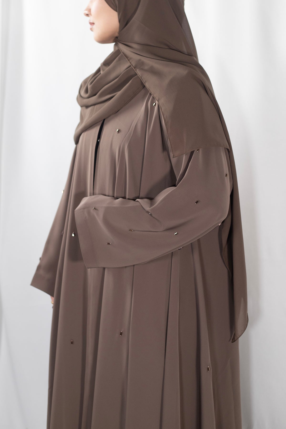 Mocha Lux Open Abaya
