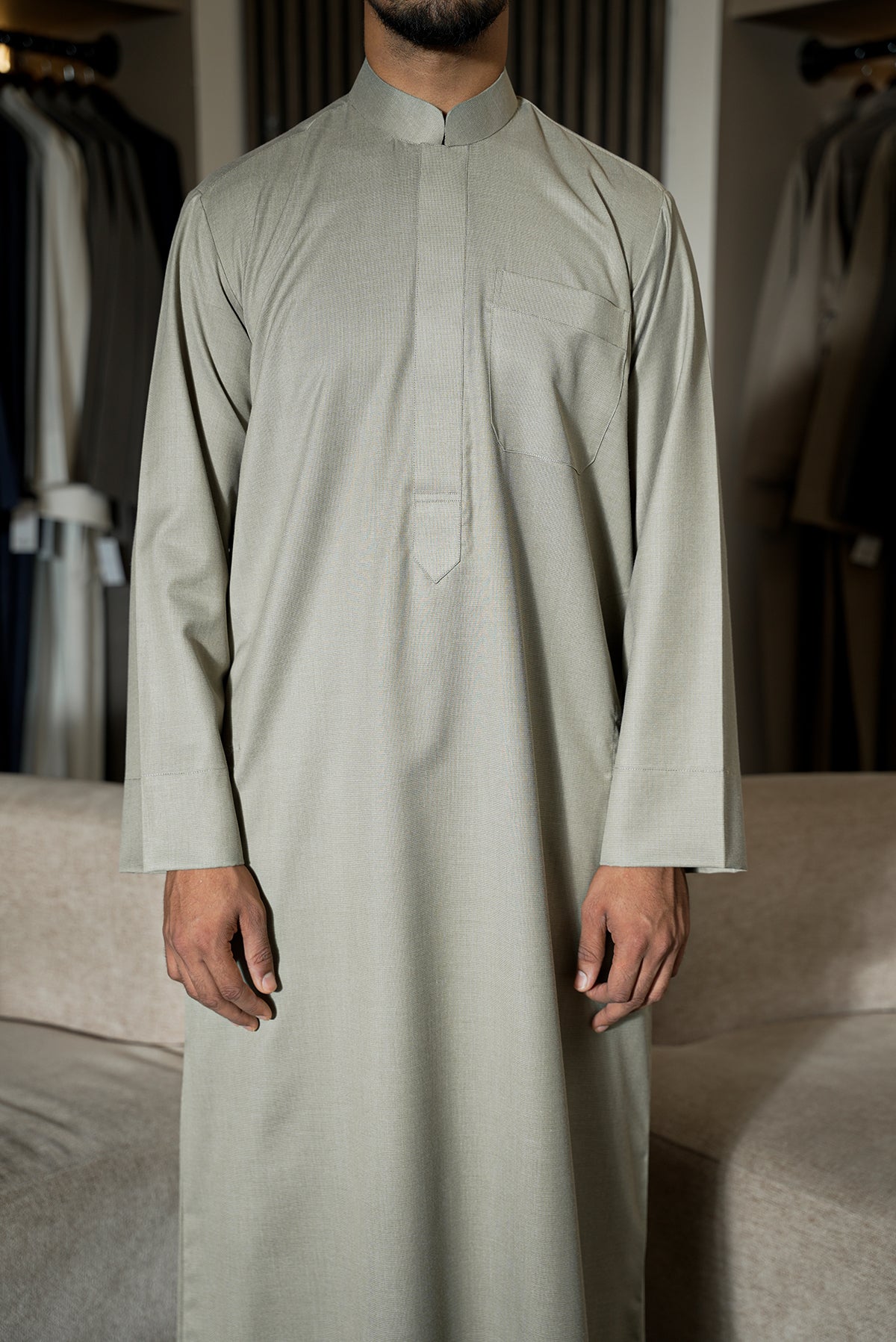 Light Olive Kuwaiti Thobe