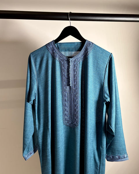 Morrocan Cyan Linen Kaftan