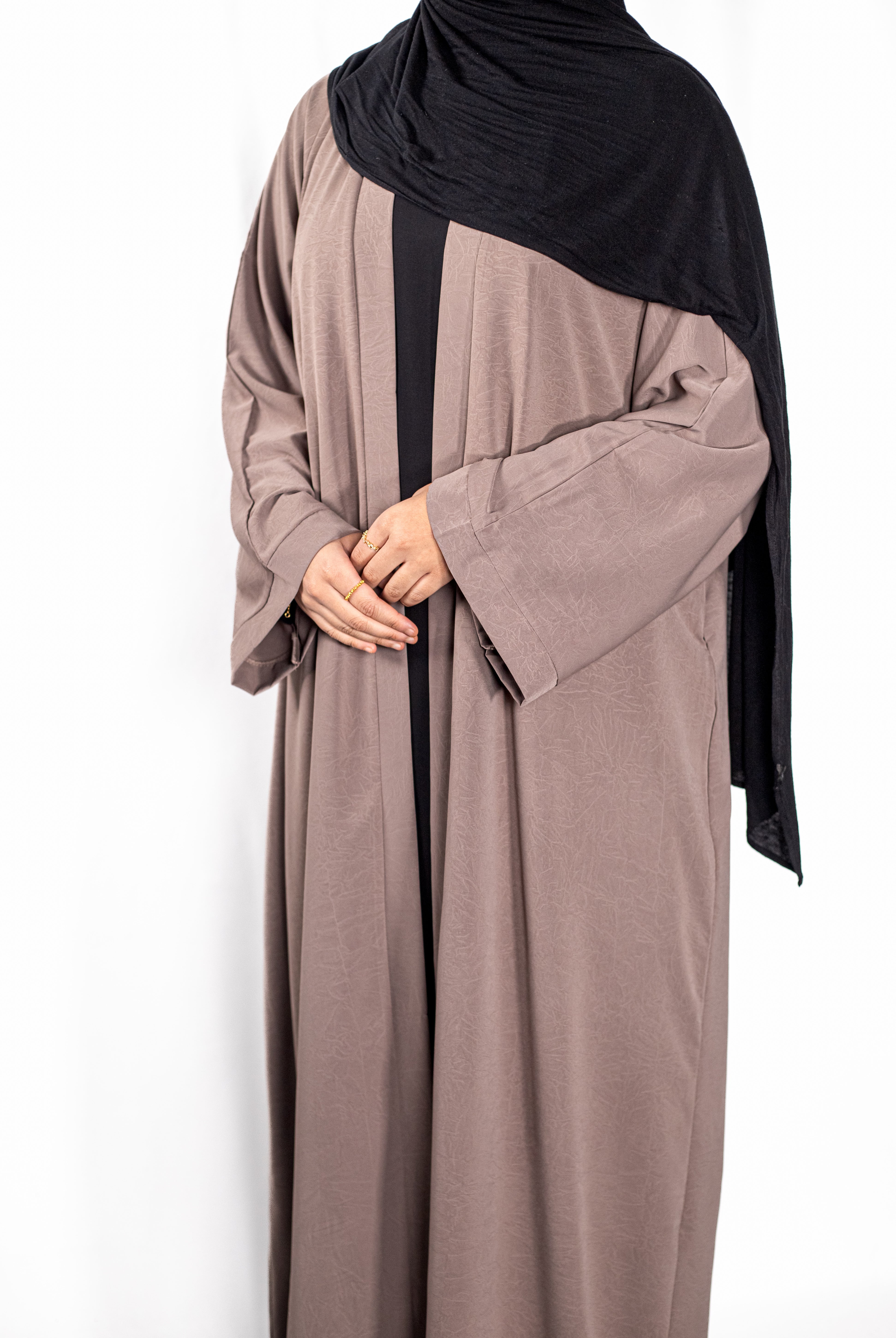 Dusty Pink Floral Open Abaya