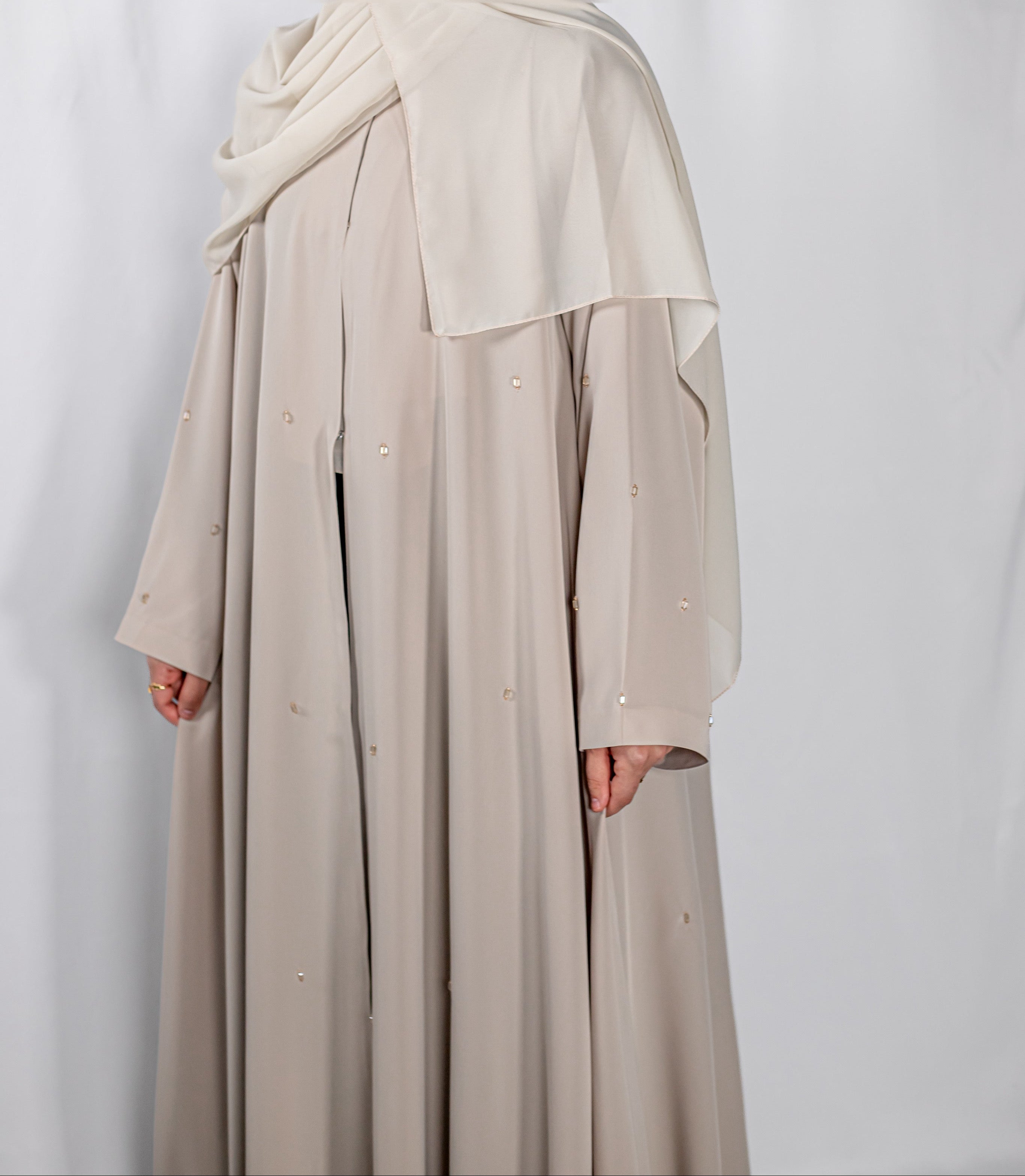 Beige Lux Open Abaya