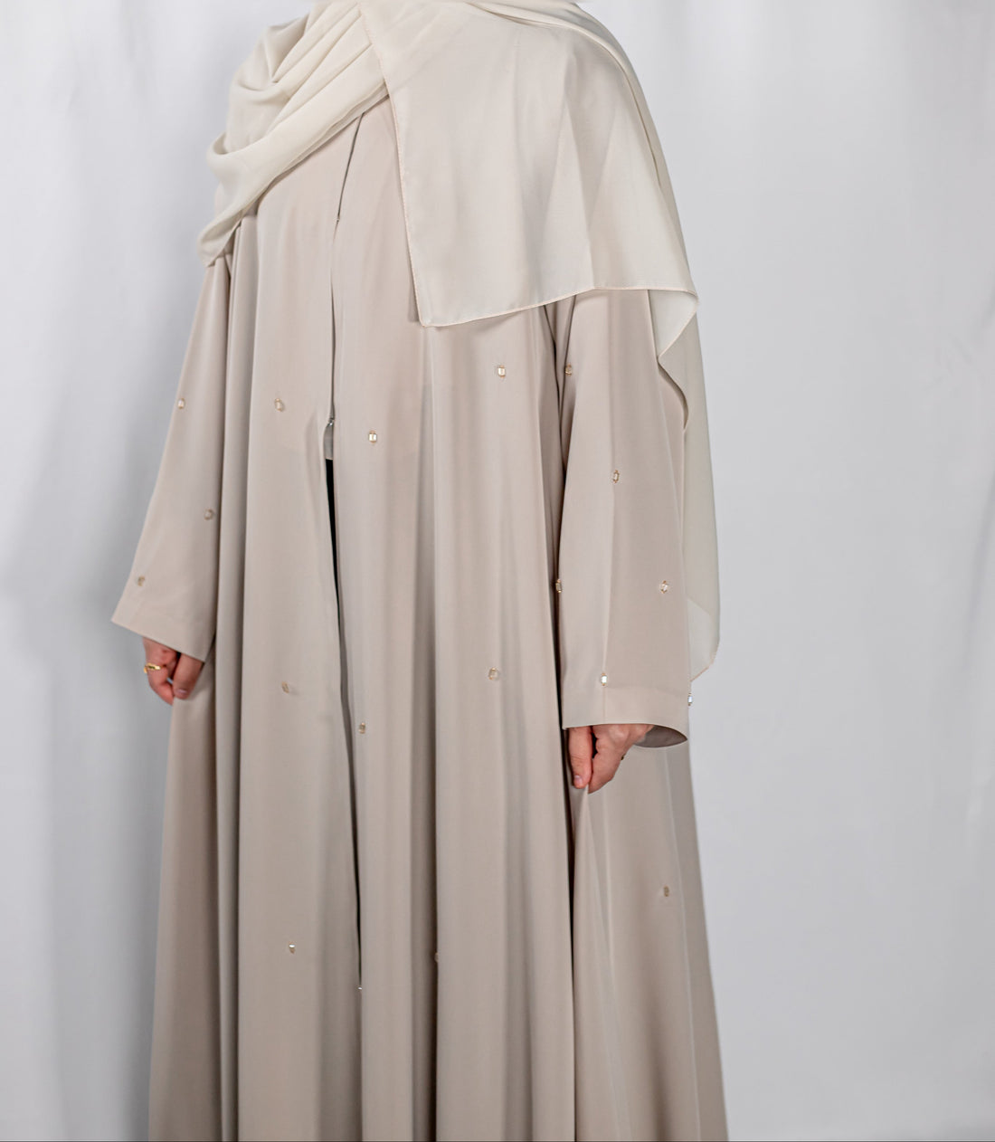 Beige Lux Open Abaya