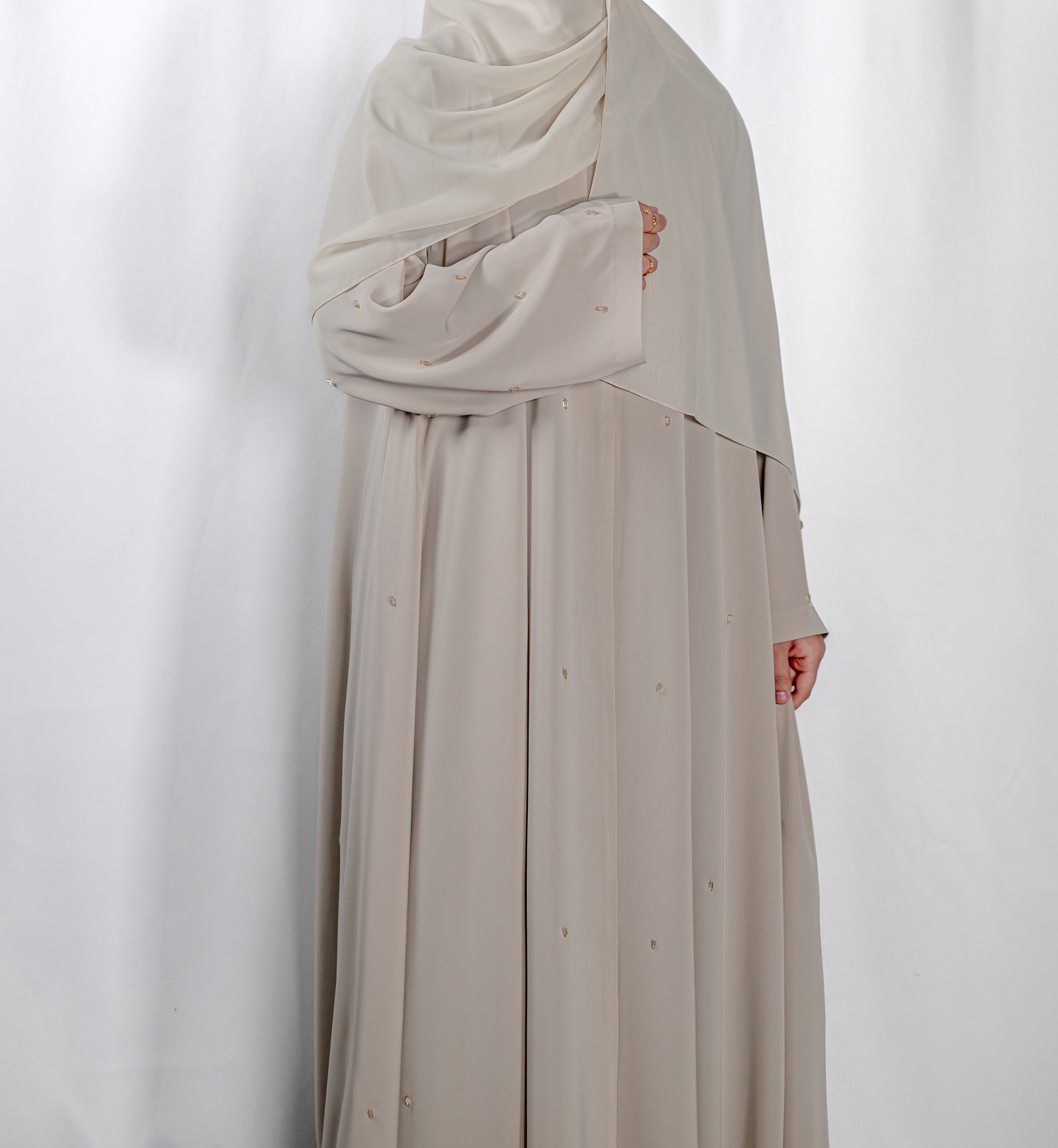 Beige Lux Open Abaya