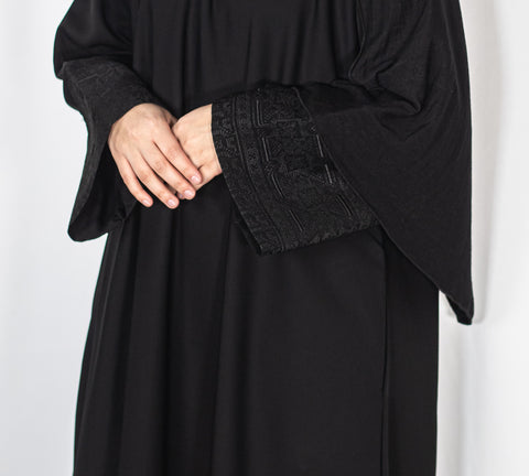 Black Jacquard Geometric Abaya