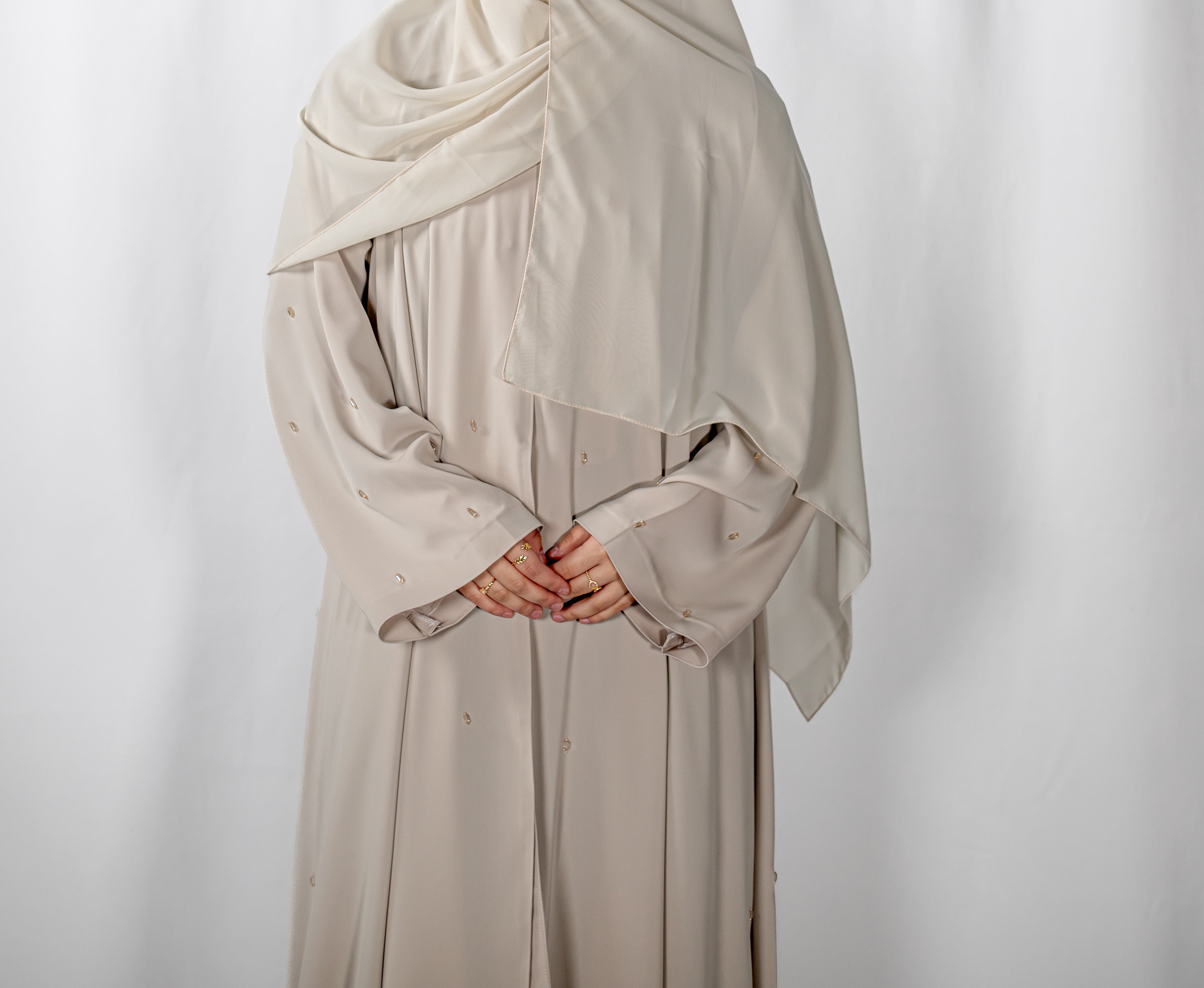 Beige Lux Open Abaya