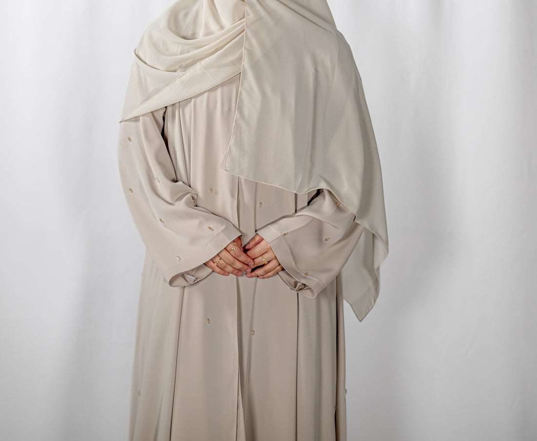 Beige Lux Open Abaya