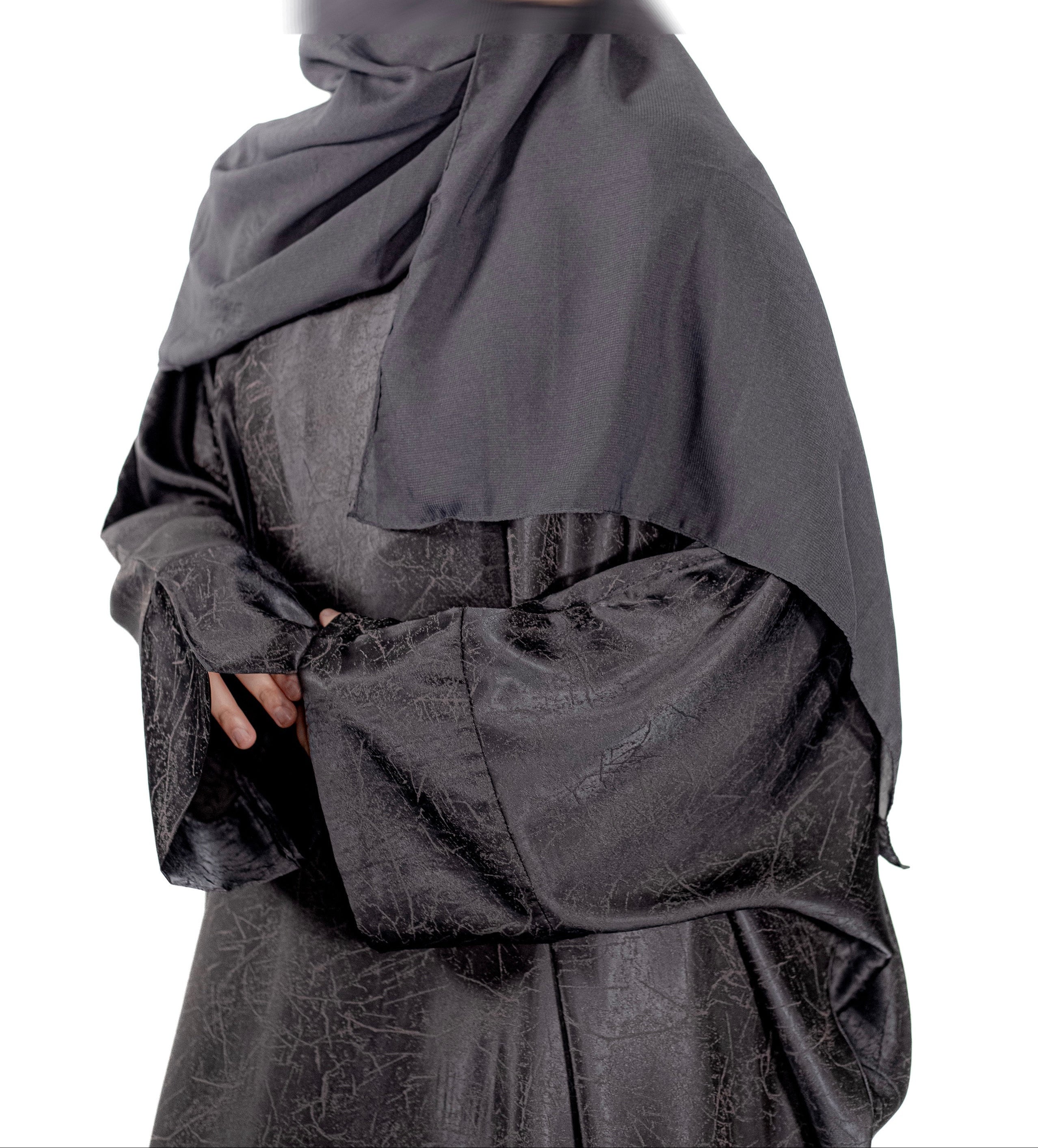 Grey Marble Batwing Abaya