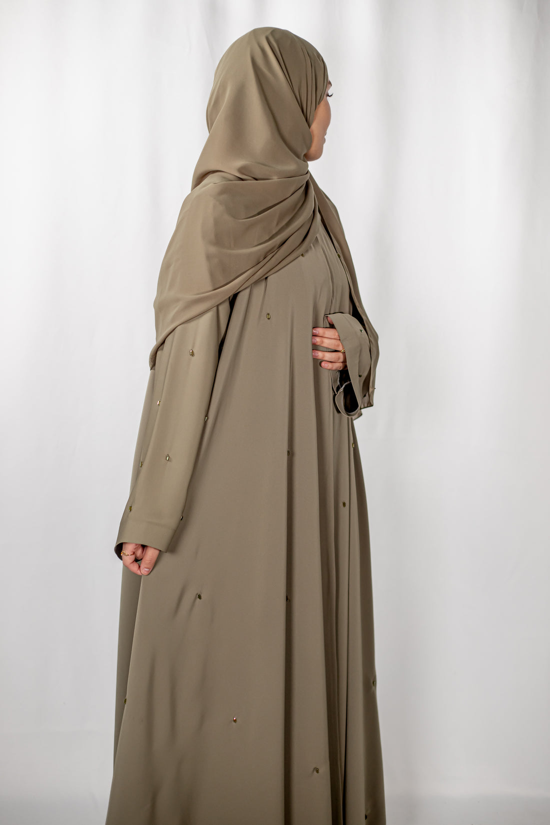 Khaki Lux Open Abaya