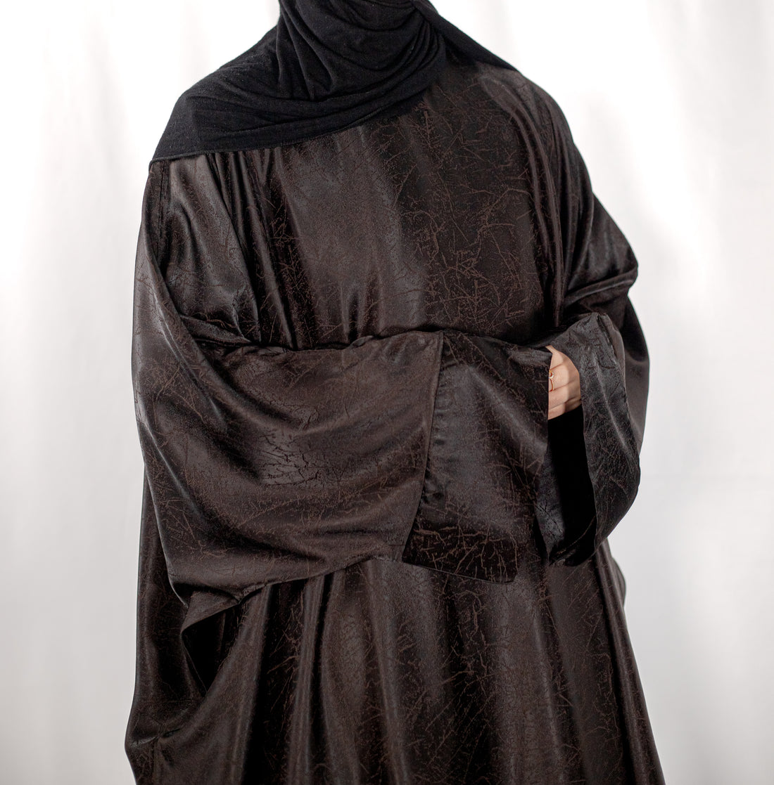 Dark Brown Marble Batwing Abaya
