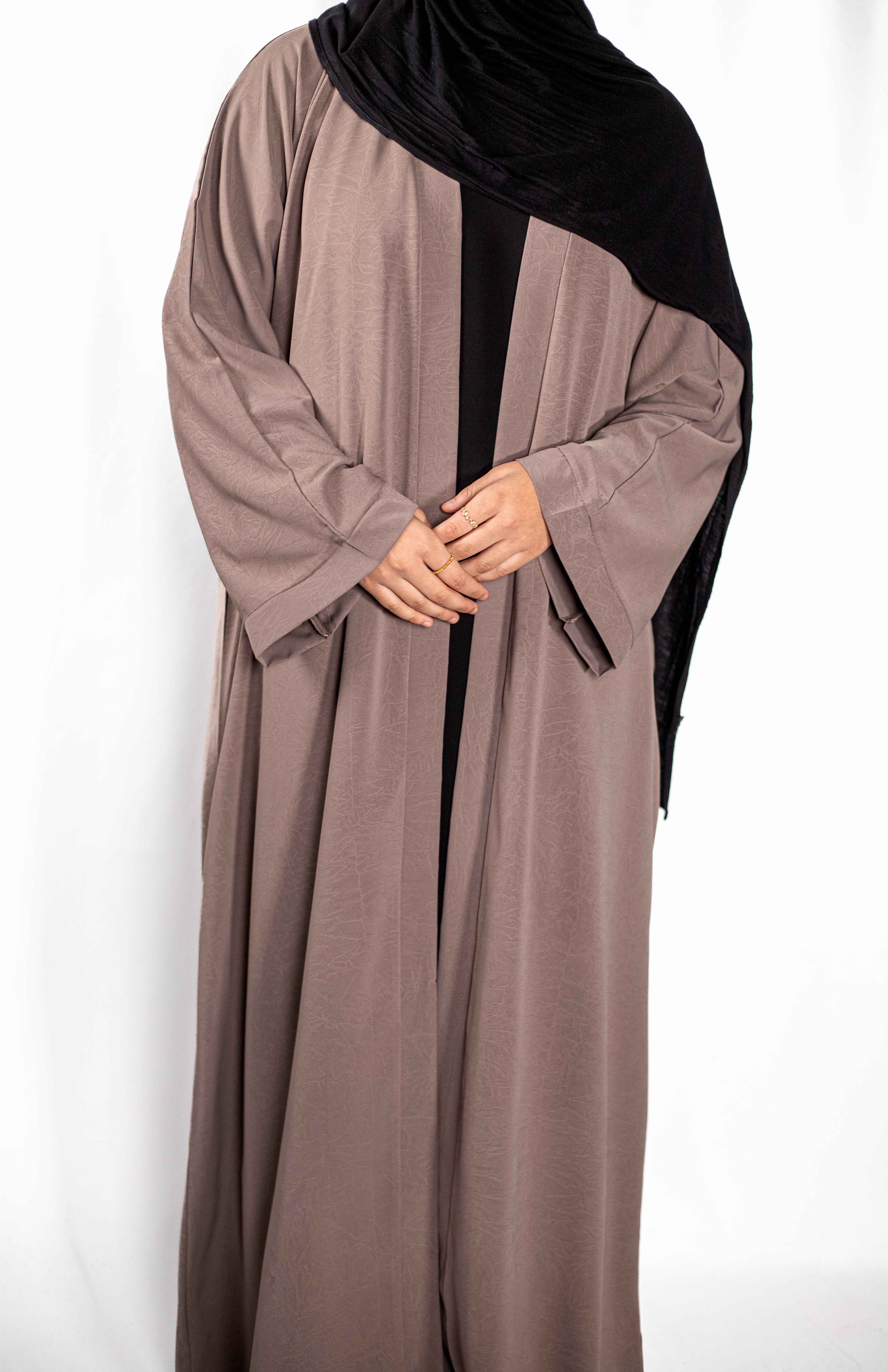 Dusty Pink Floral Open Abaya