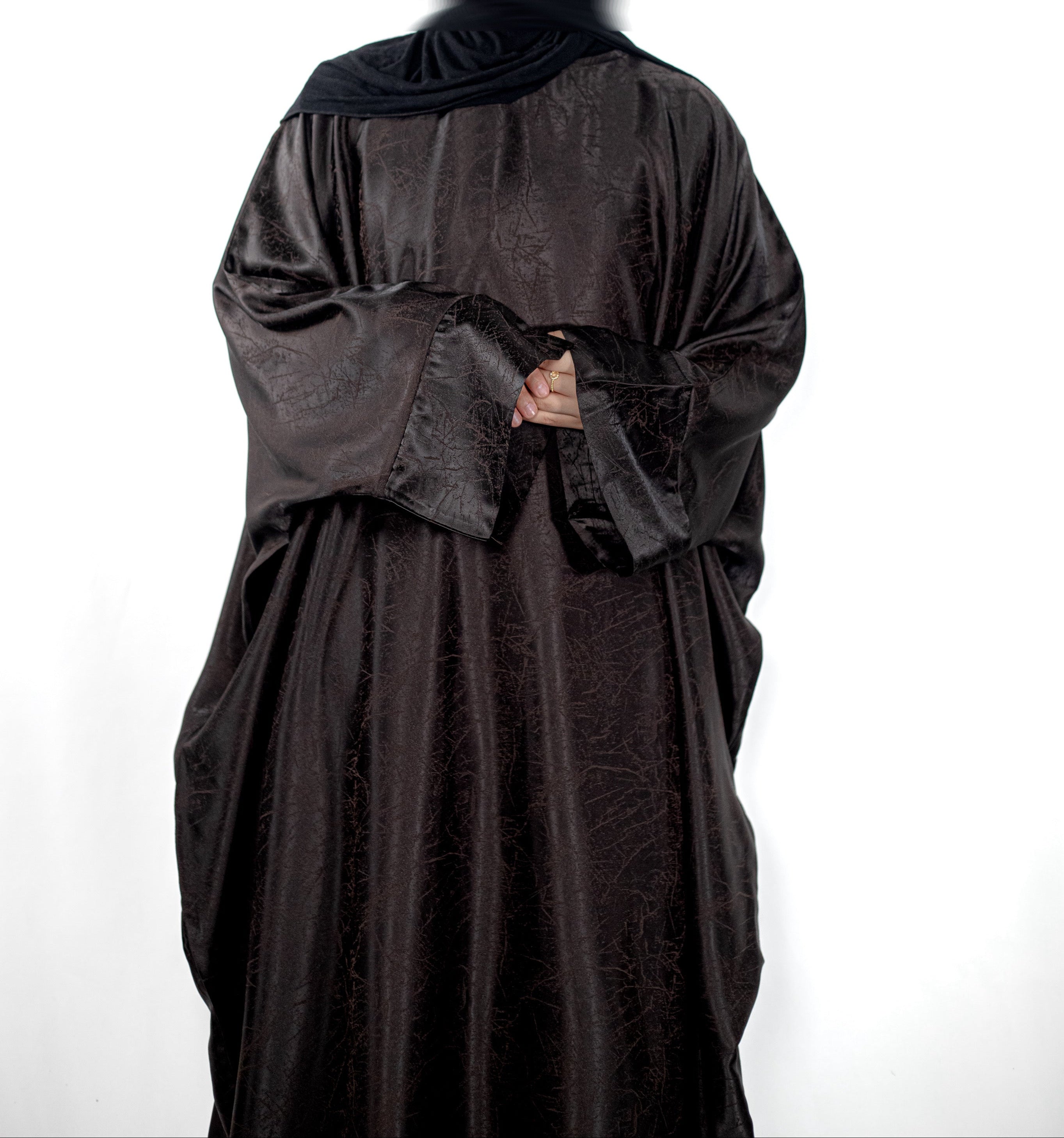 Dark Brown Marble Batwing Abaya