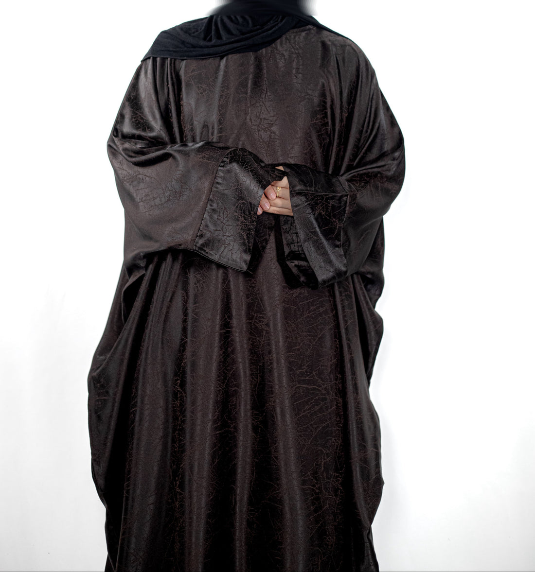 Dark Brown Marble Batwing Abaya