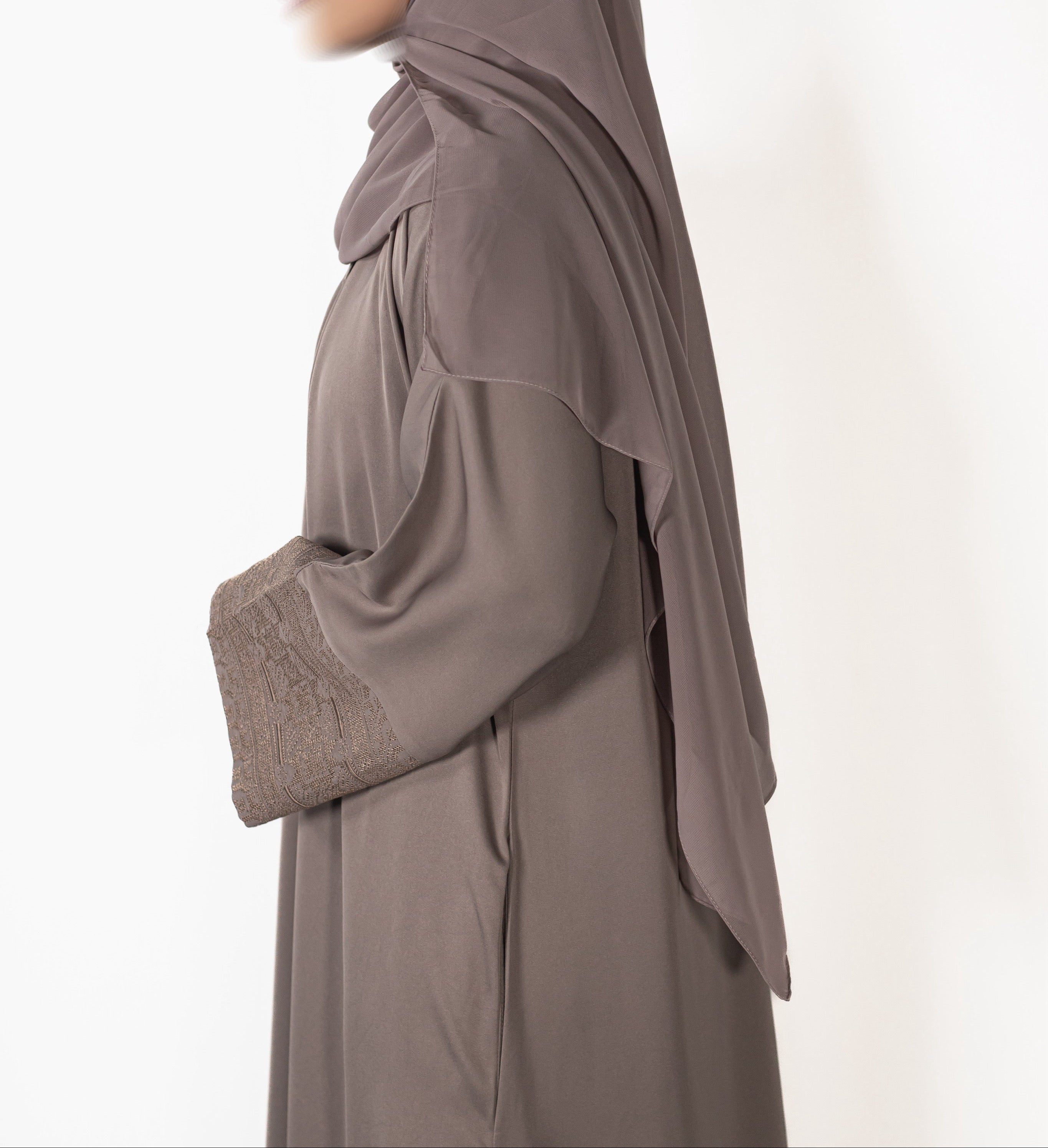 Ivory Jacquard Geometric Abaya