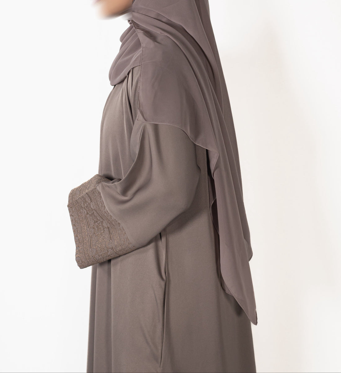Ivory Jacquard Geometric Abaya