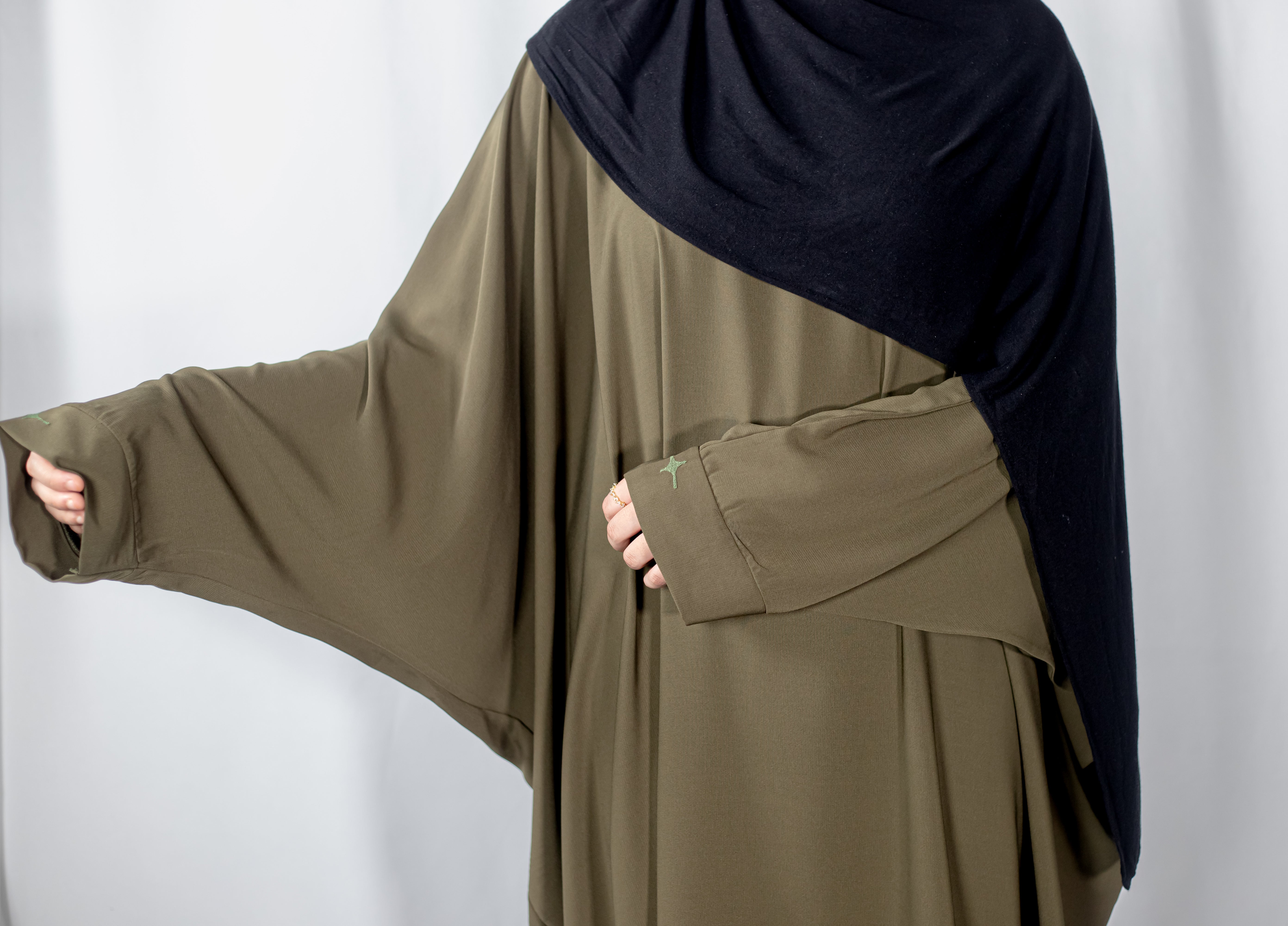 Olive Plain Batwing Abaya