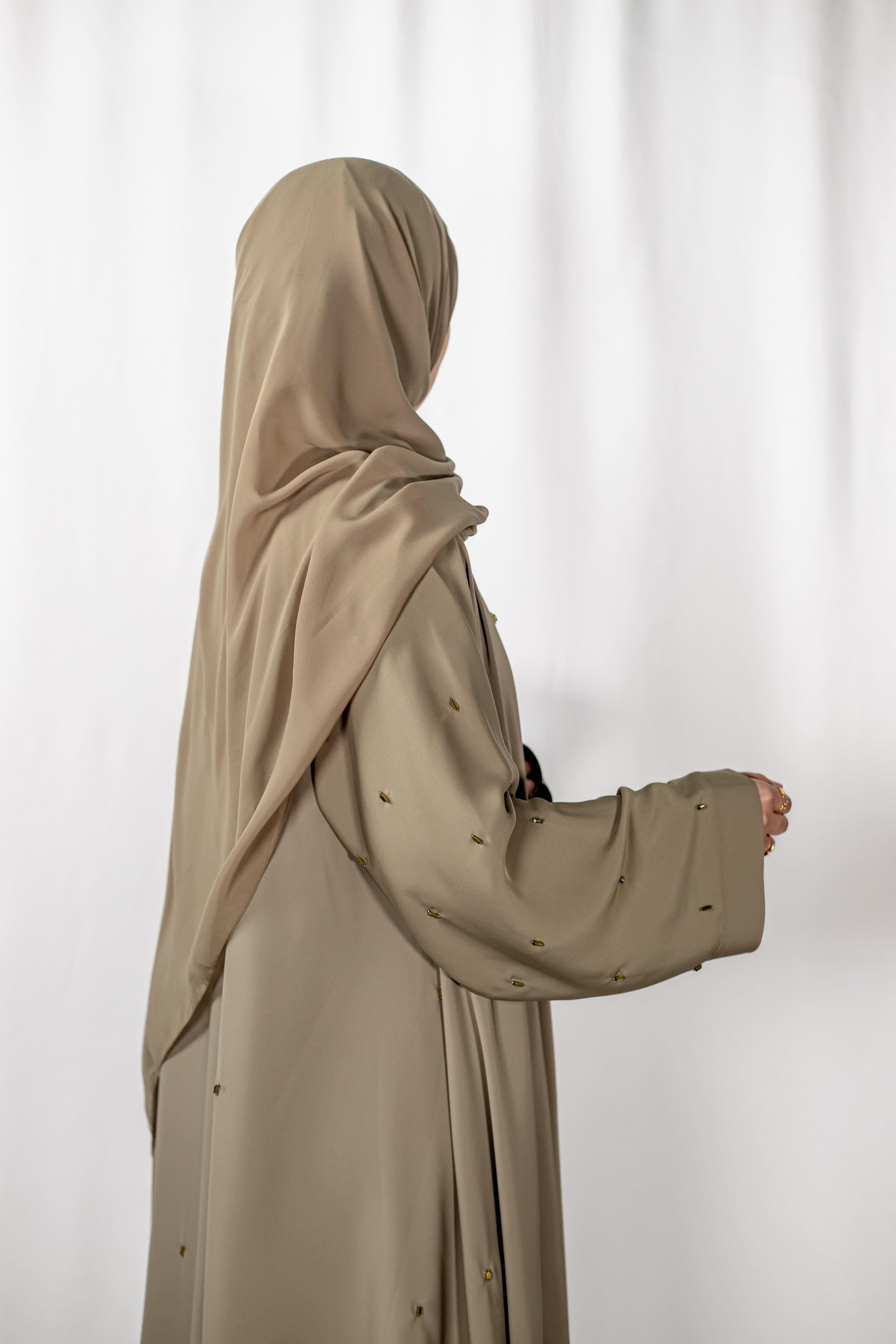 Khaki Lux Open Abaya