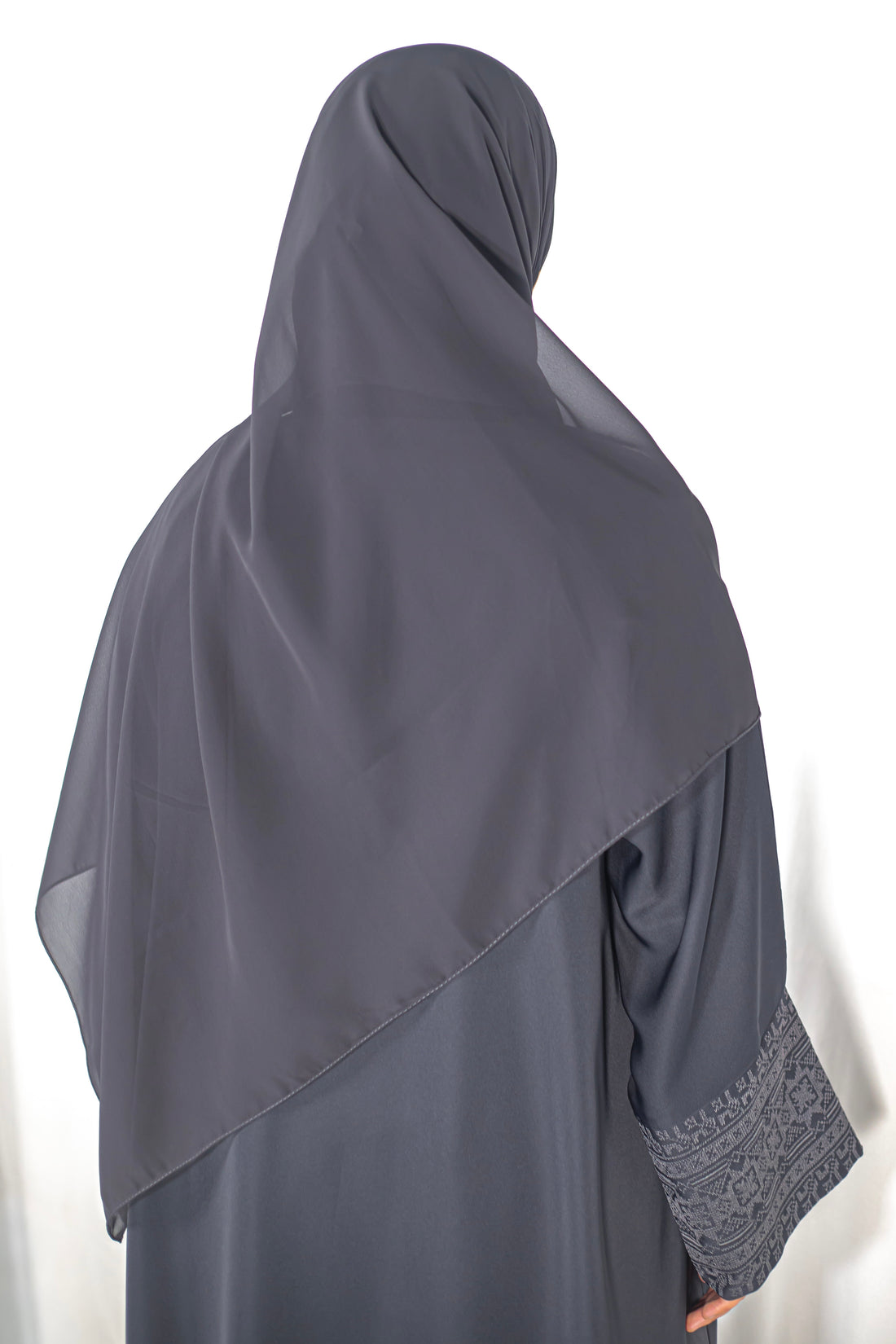 Grey Jacquard Geometric Abaya