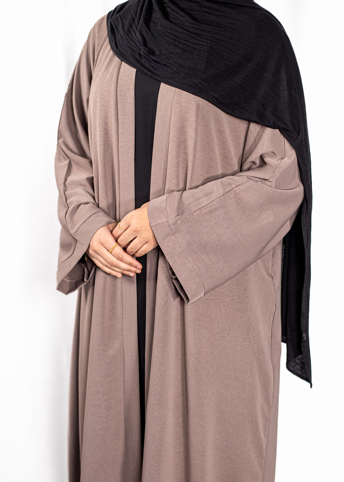 Dusty Pink Floral Open Abaya