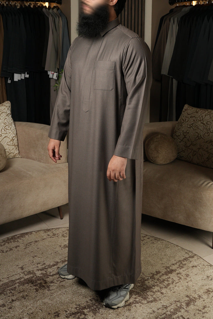 Classic Pinstripe Mocha Winter Thobe