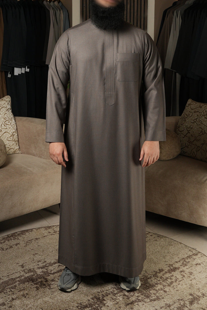 Classic Pinstripe Mocha Winter Thobe