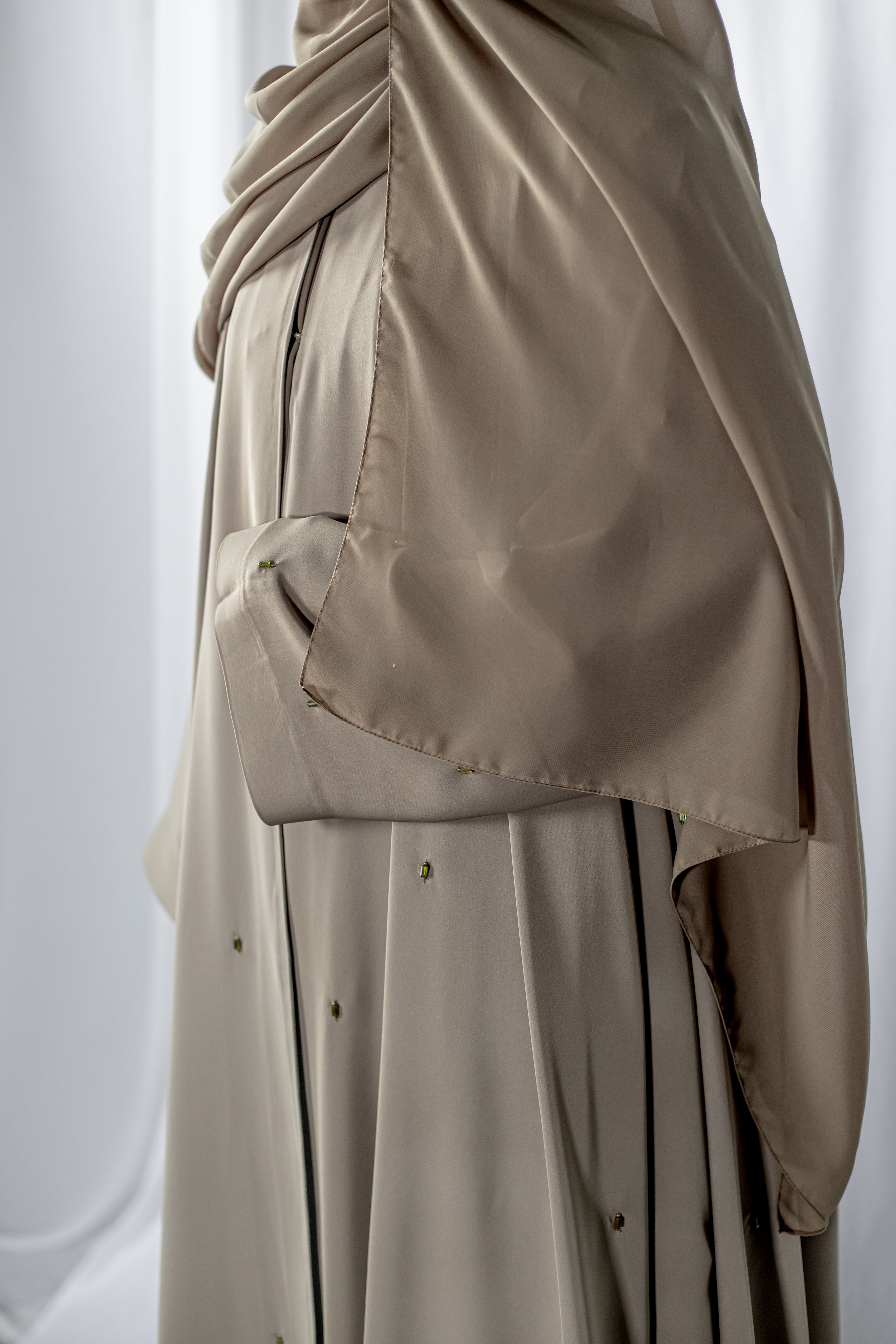 Khaki Lux Open Abaya
