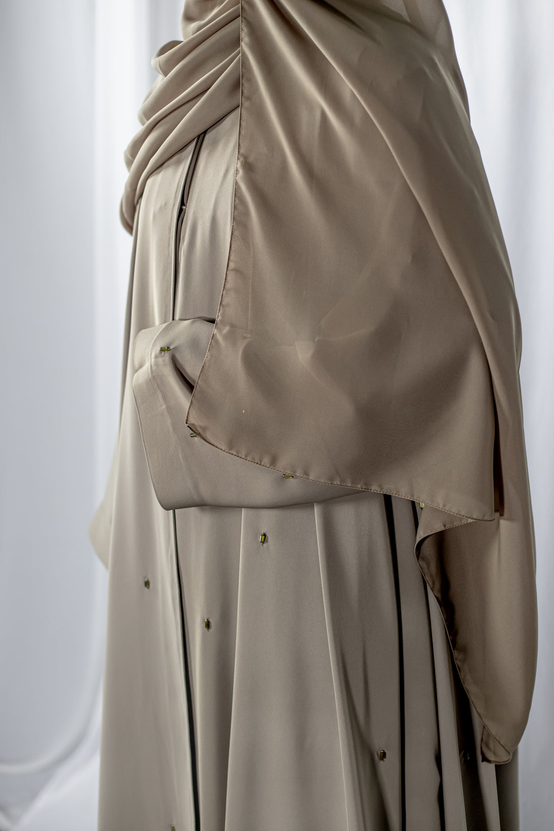 Khaki Lux Open Abaya
