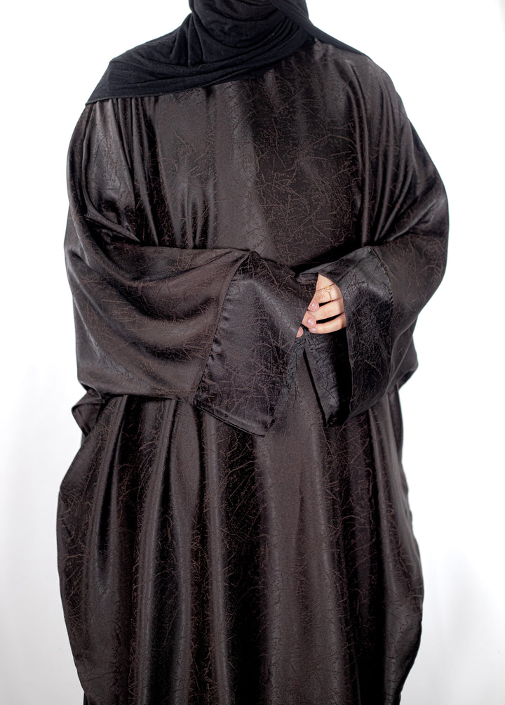 Dark Brown Marble Batwing Abaya