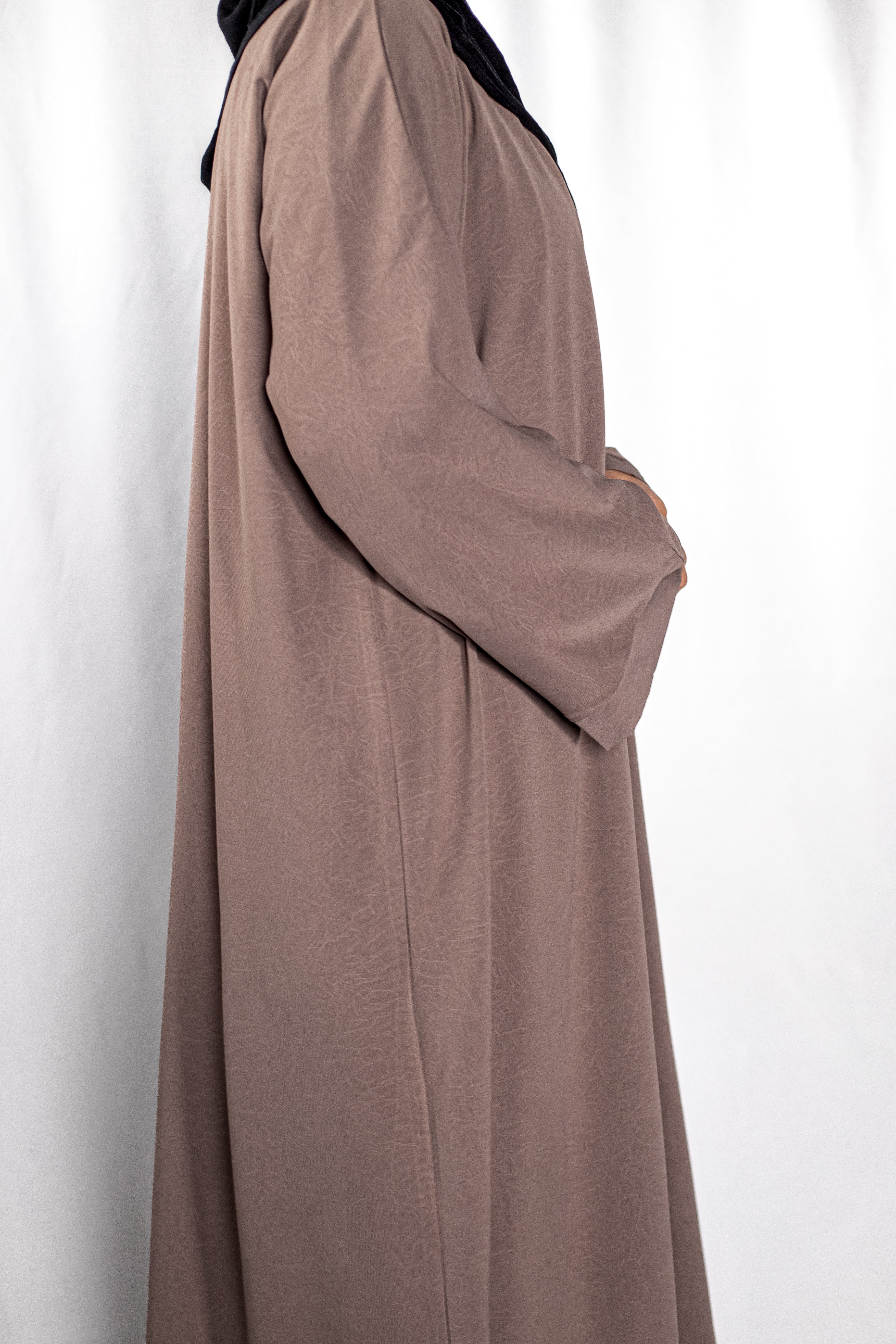 Dusty Pink Floral Open Abaya