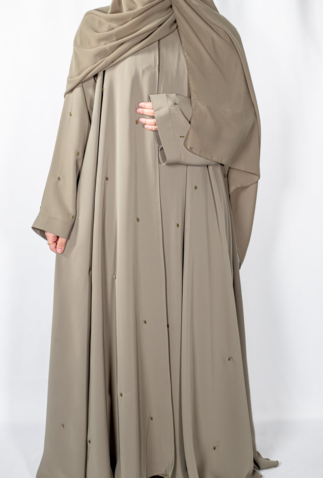 Khaki Lux Open Abaya