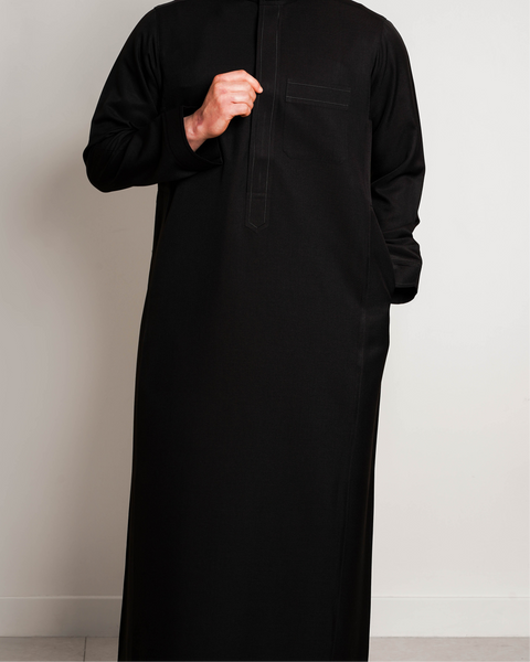 Qatari Black Embroidery Thobe