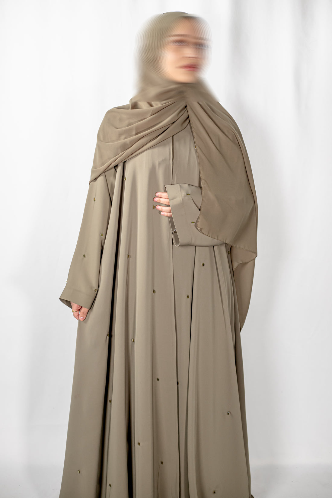Khaki Lux Open Abaya