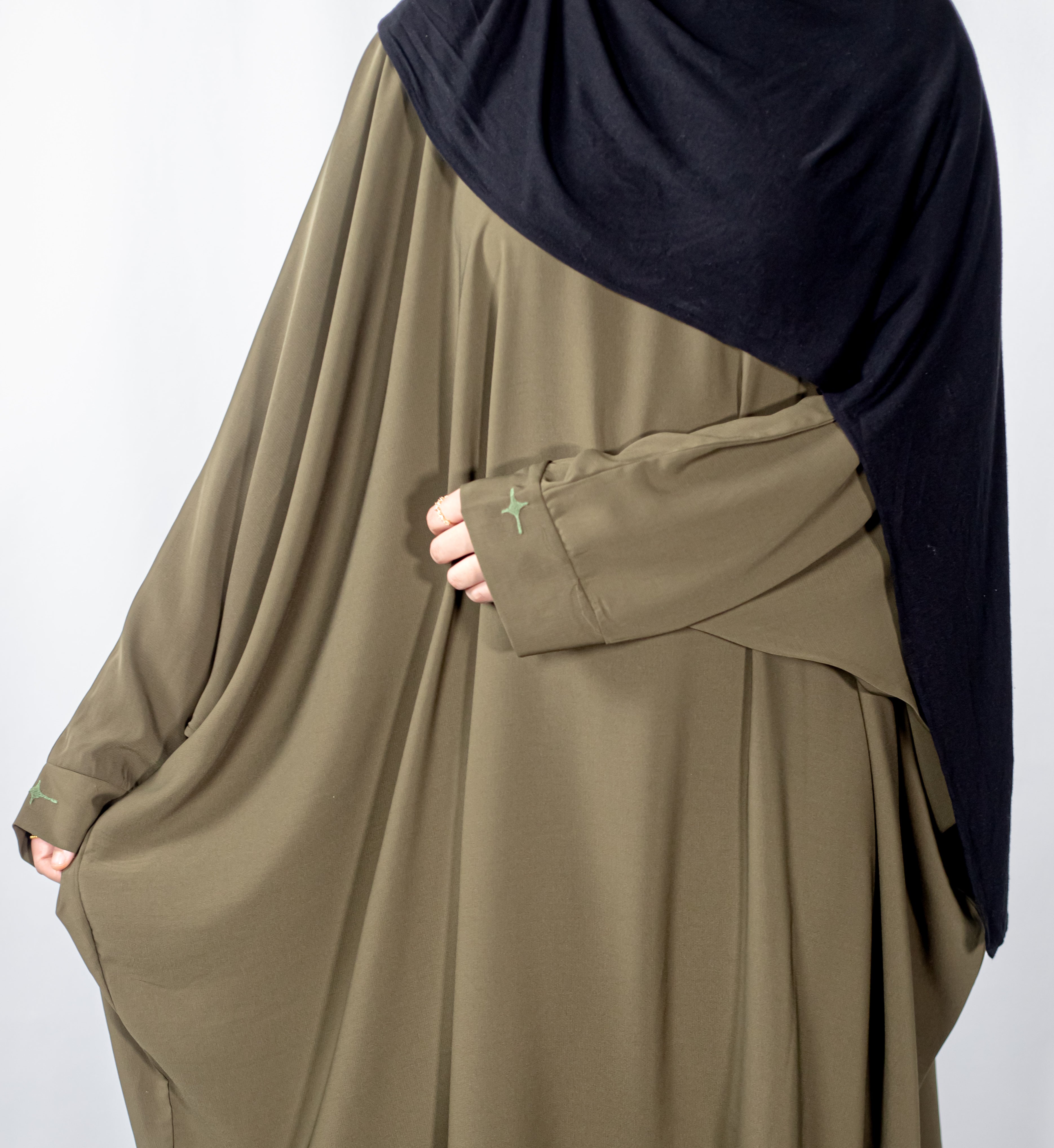 Olive Plain Batwing Abaya