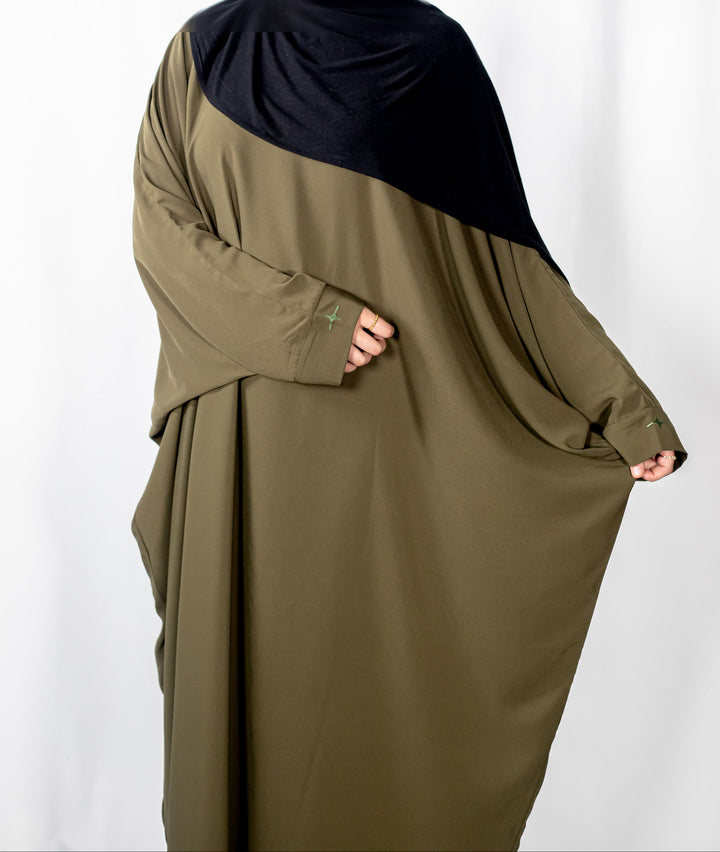 Olive Plain Batwing Abaya