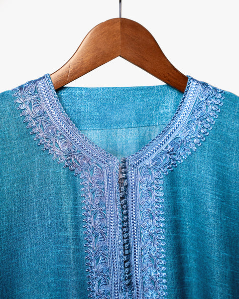 Morrocan Cyan Linen Kaftan