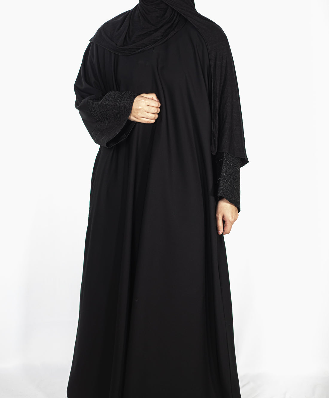Black Jacquard Geometric Abaya