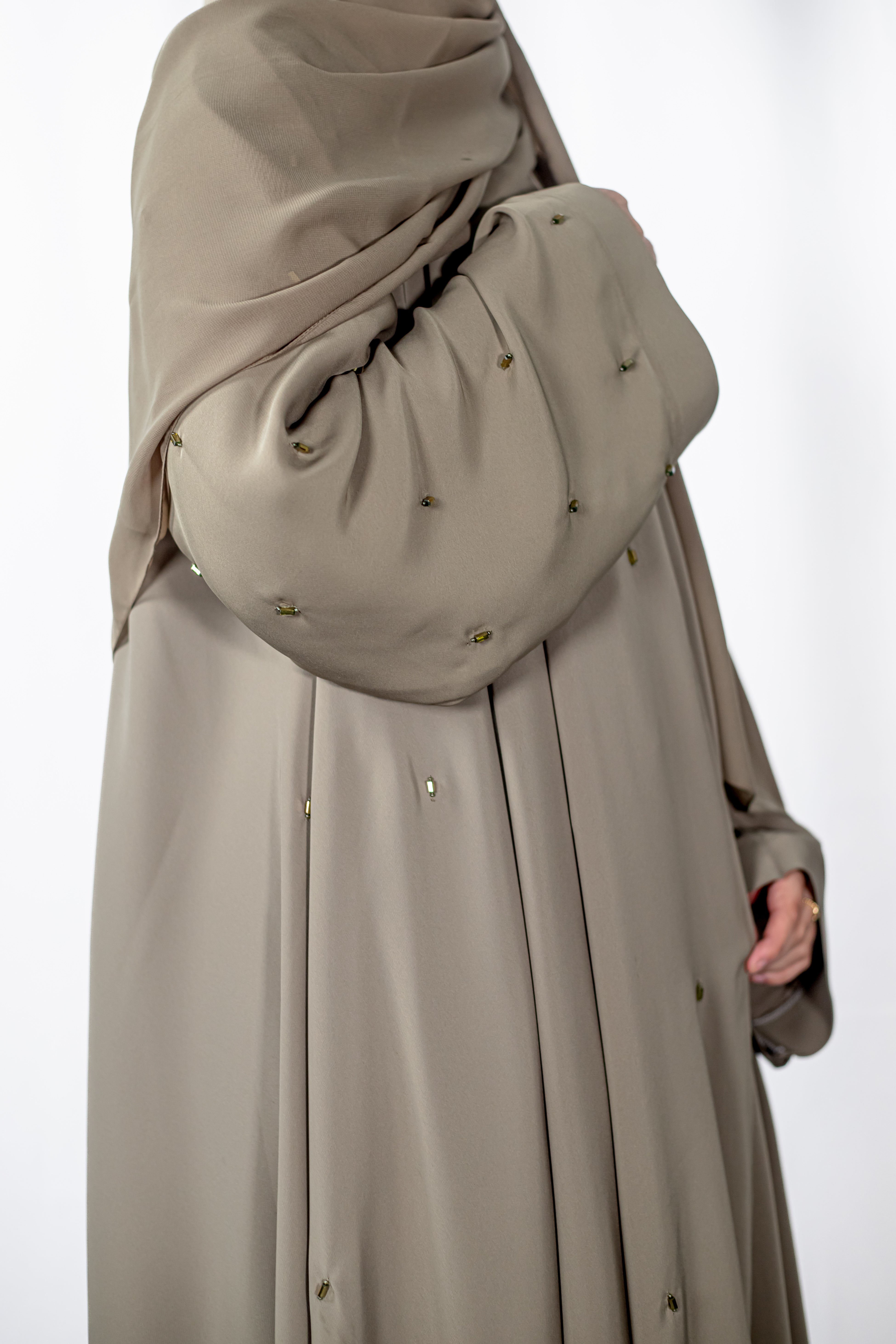 Khaki Lux Open Abaya