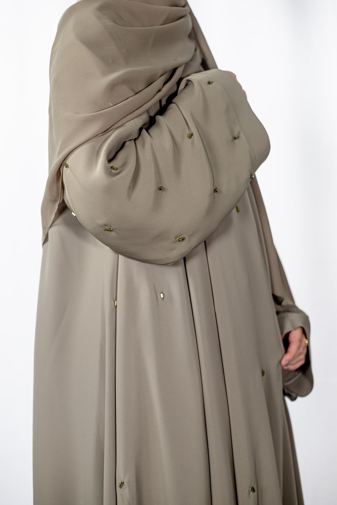 Khaki Lux Open Abaya