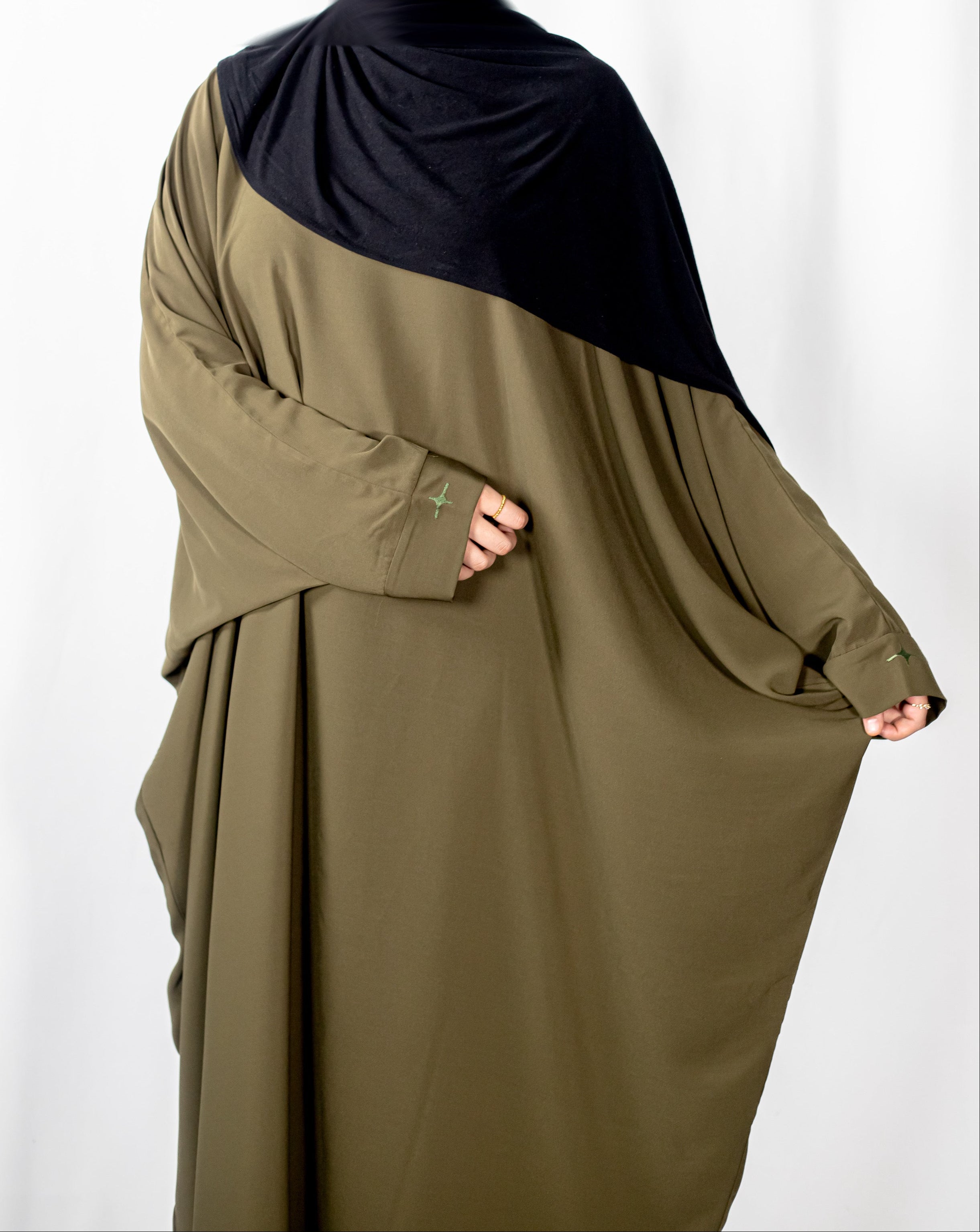 Olive Plain Batwing Abaya