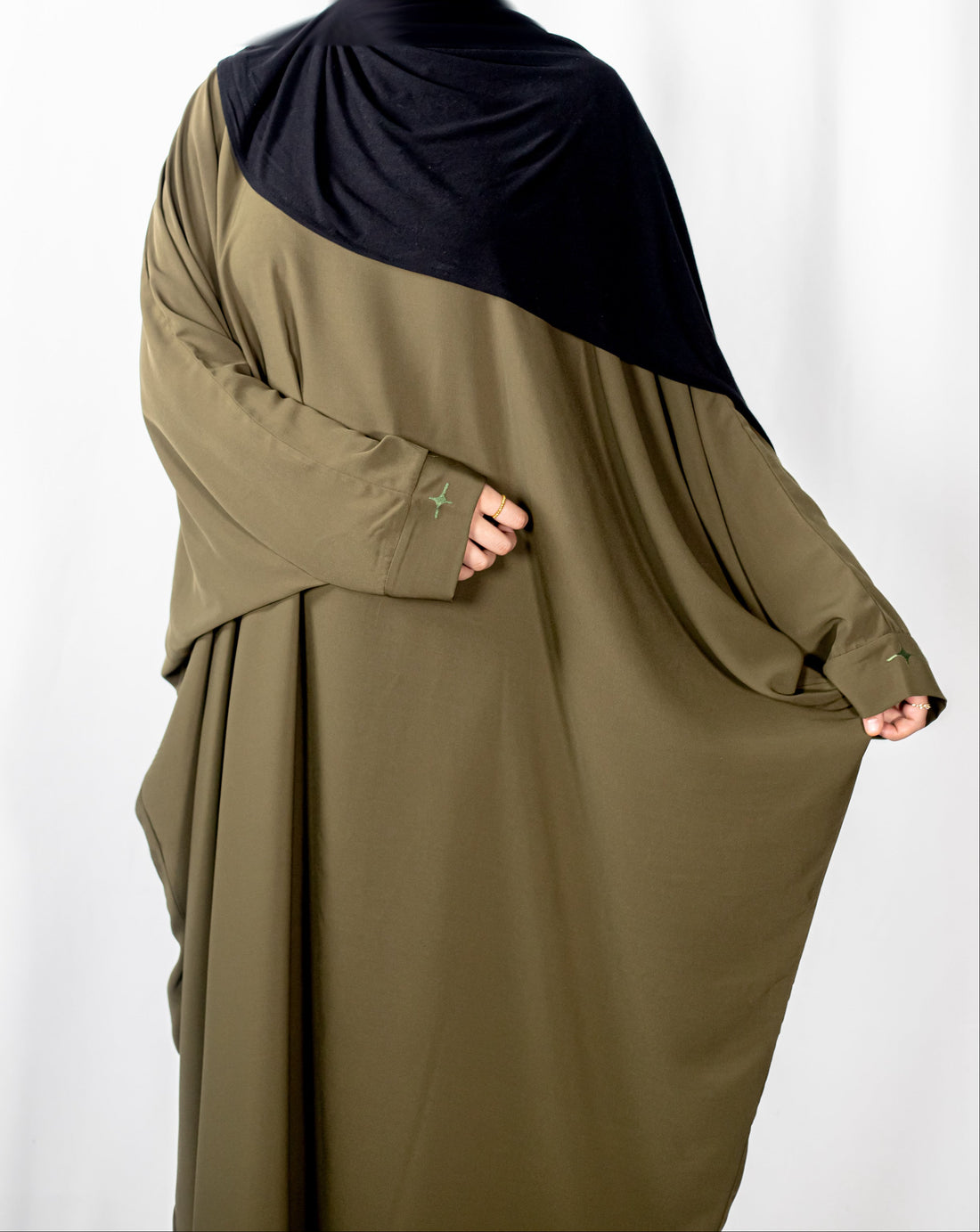Olive Plain Batwing Abaya