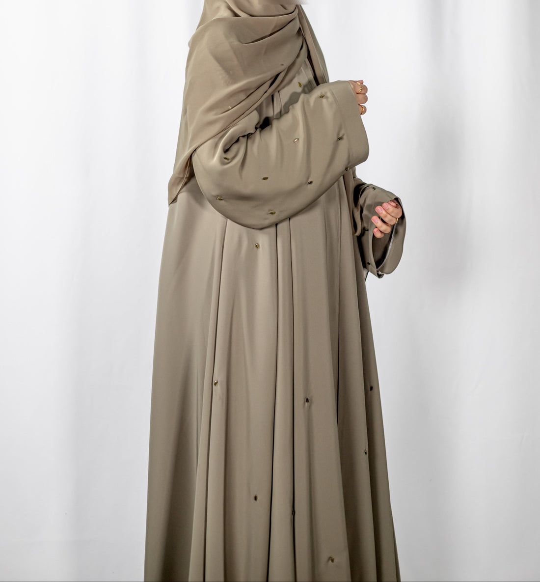 Khaki Lux Open Abaya