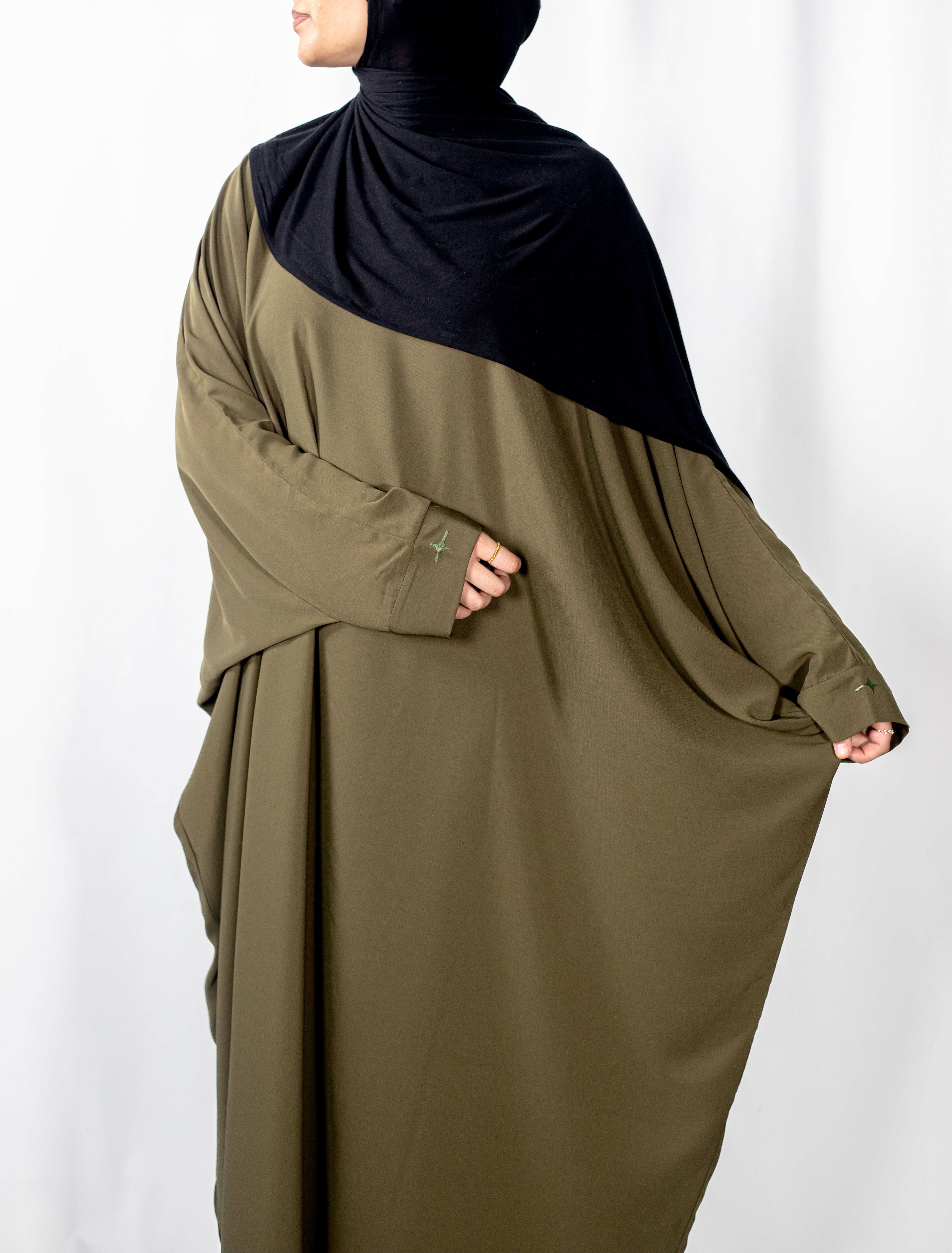 Olive Plain Batwing Abaya