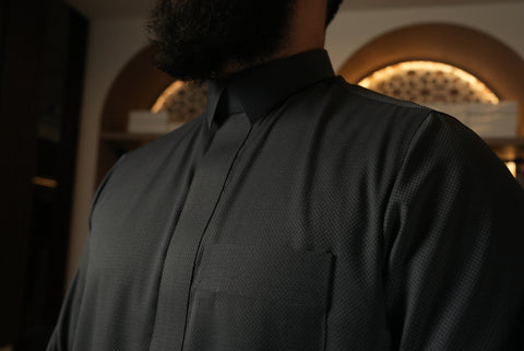 Charcoal Herringbone Winter Thobe