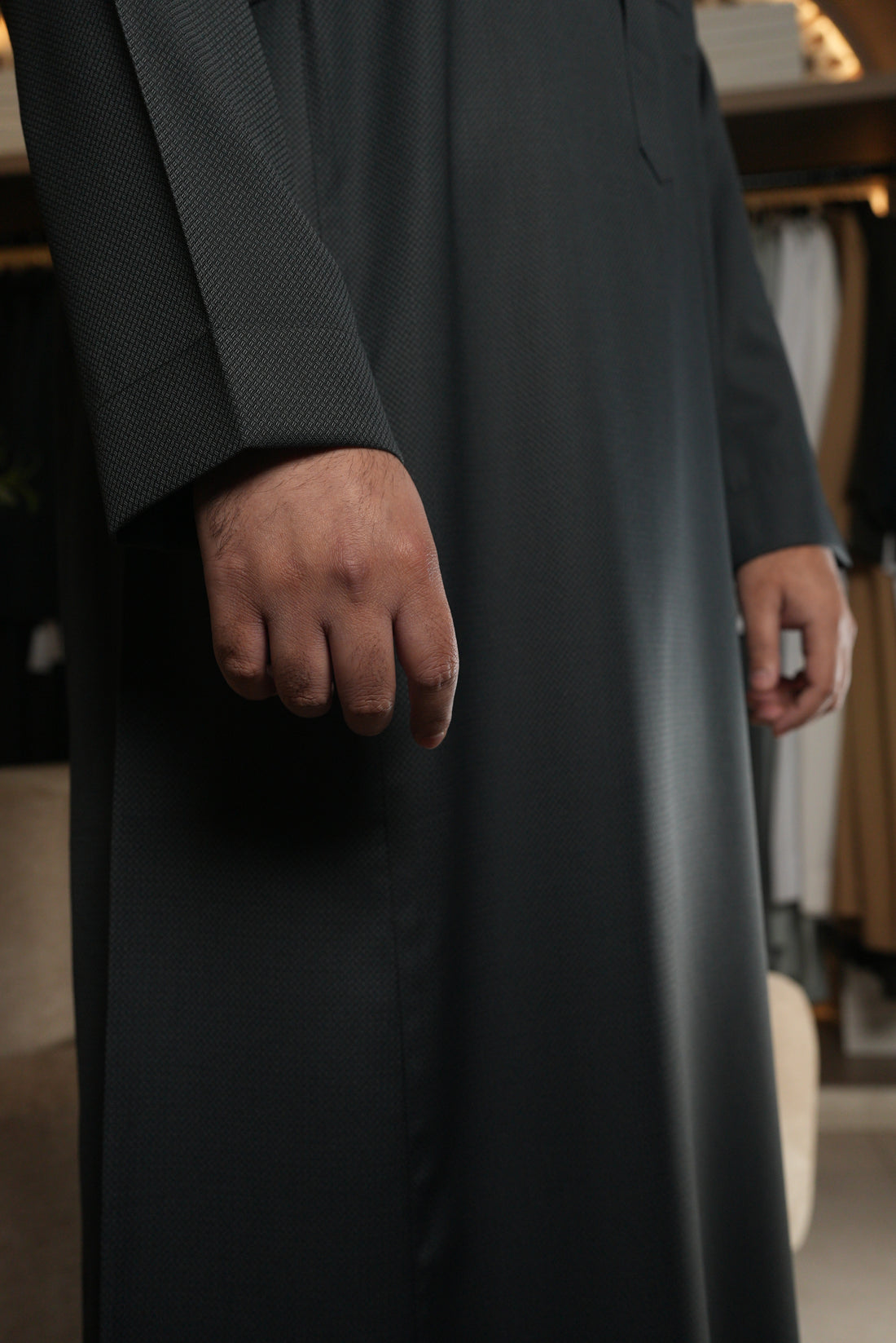 Charcoal Herringbone Winter Thobe