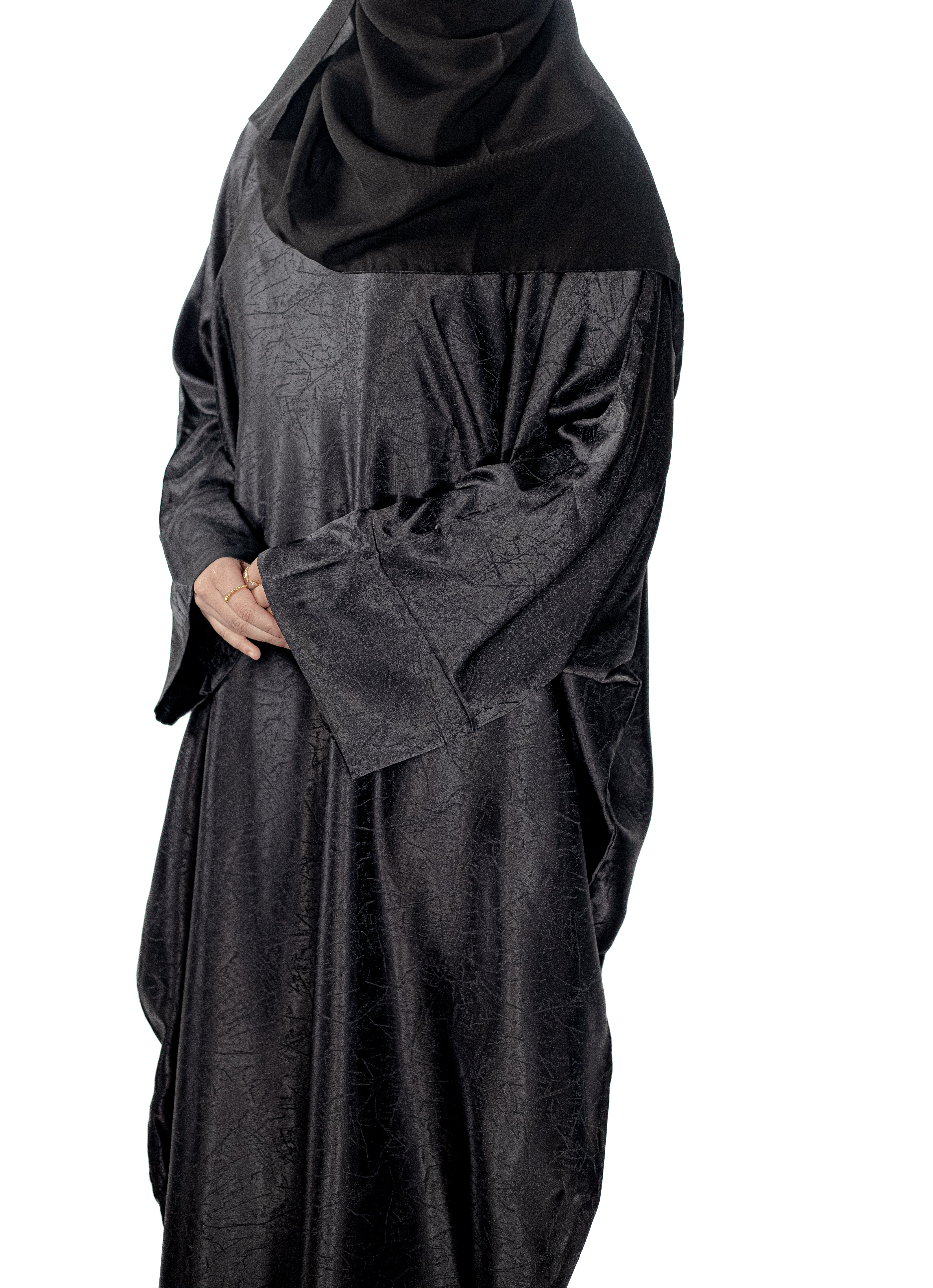 Black Marble Batwing Abaya