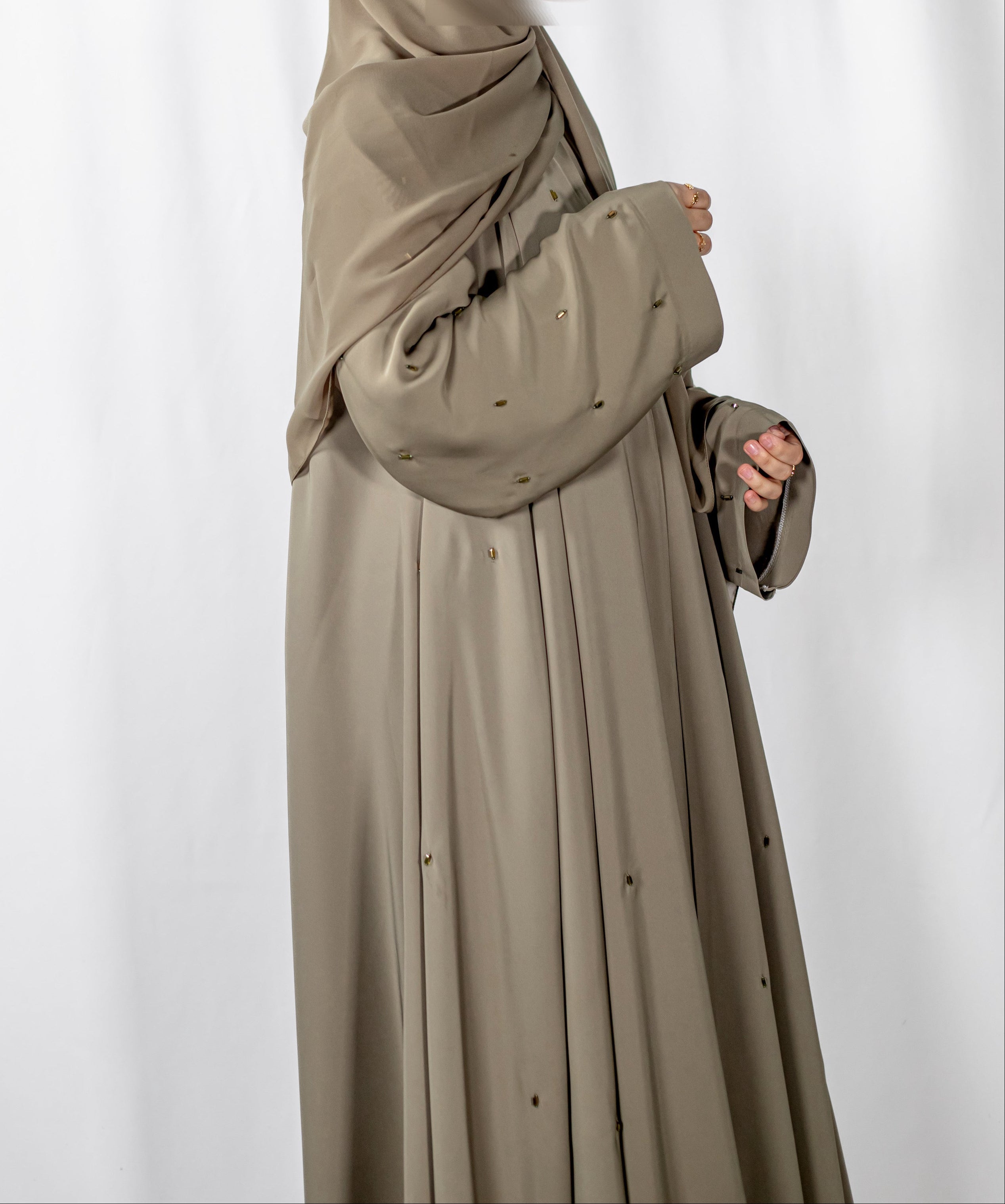 Khaki Lux Open Abaya