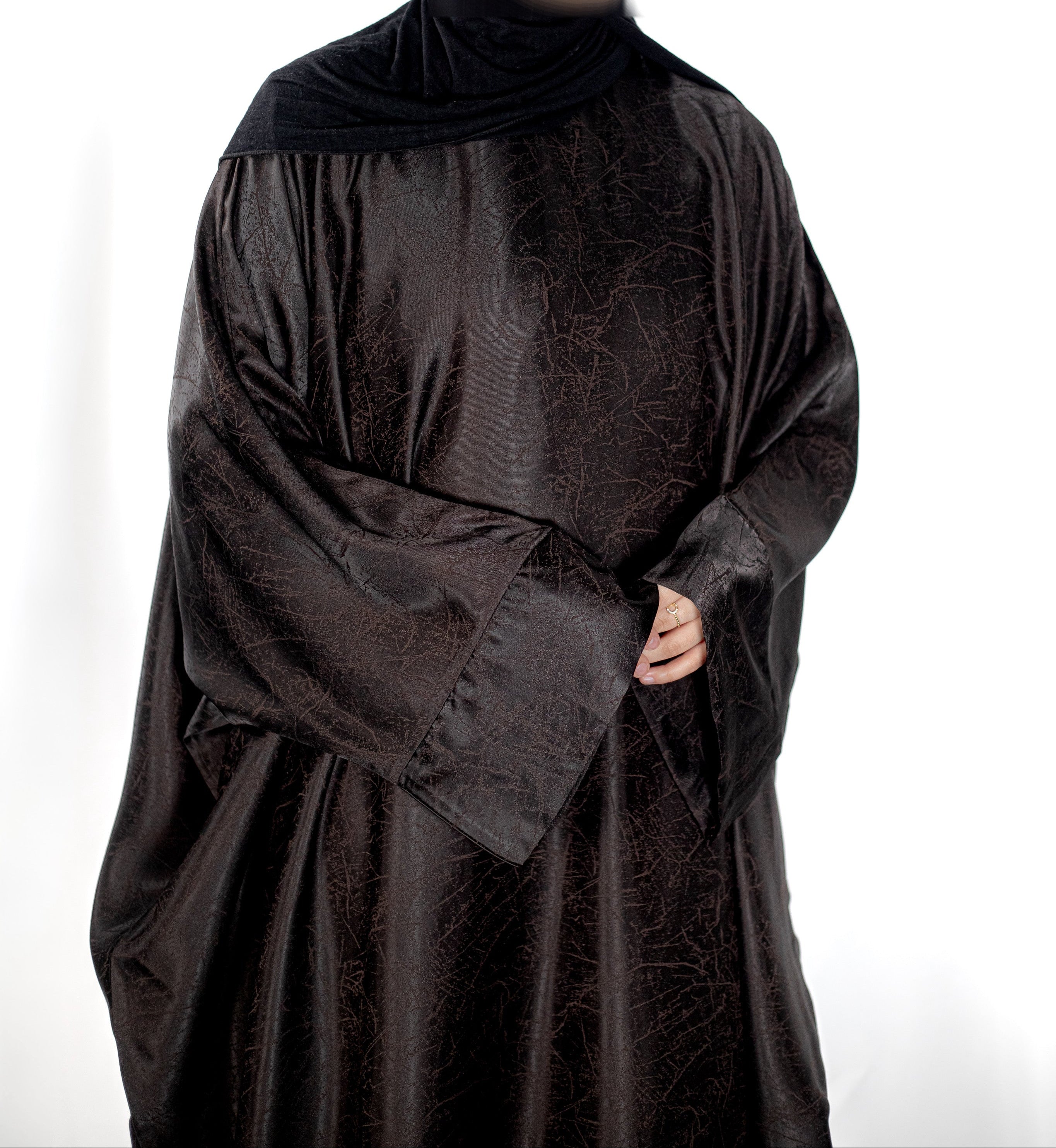 Dark Brown Marble Batwing Abaya