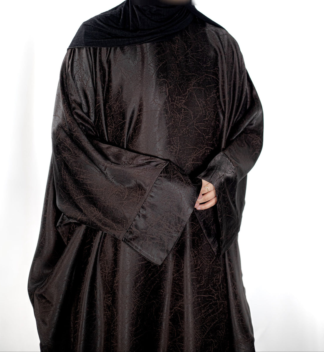 Dark Brown Marble Batwing Abaya