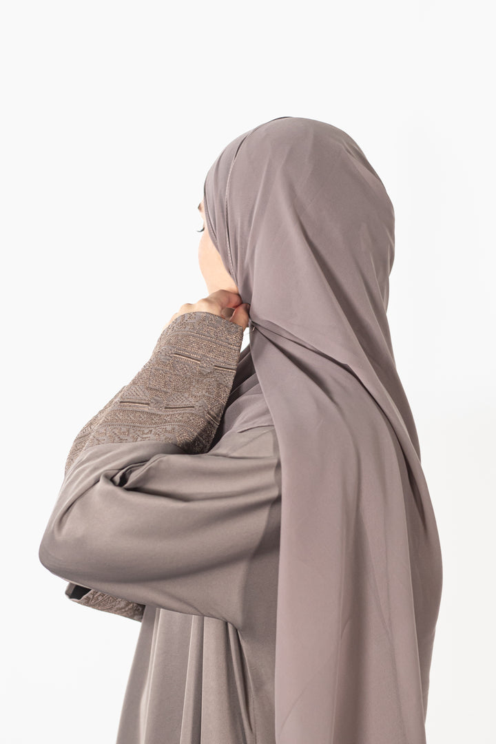 Ivory Jacquard Geometric Abaya